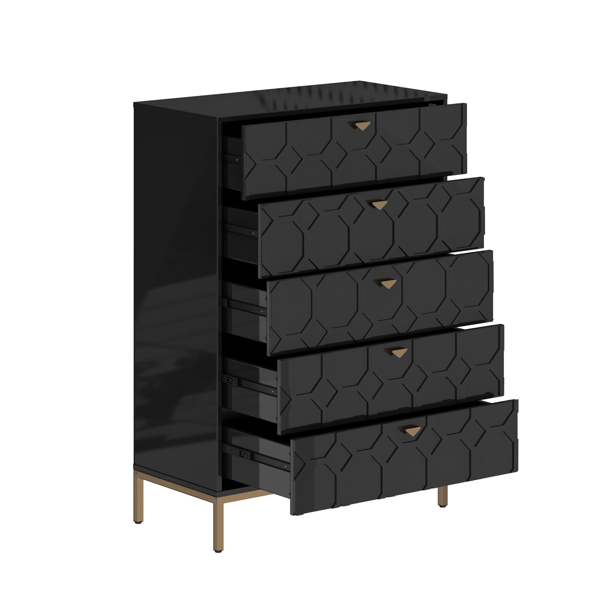 49.2 in. H Freestanding Storage Cabinet White 5 Drawer Accent Cabinet