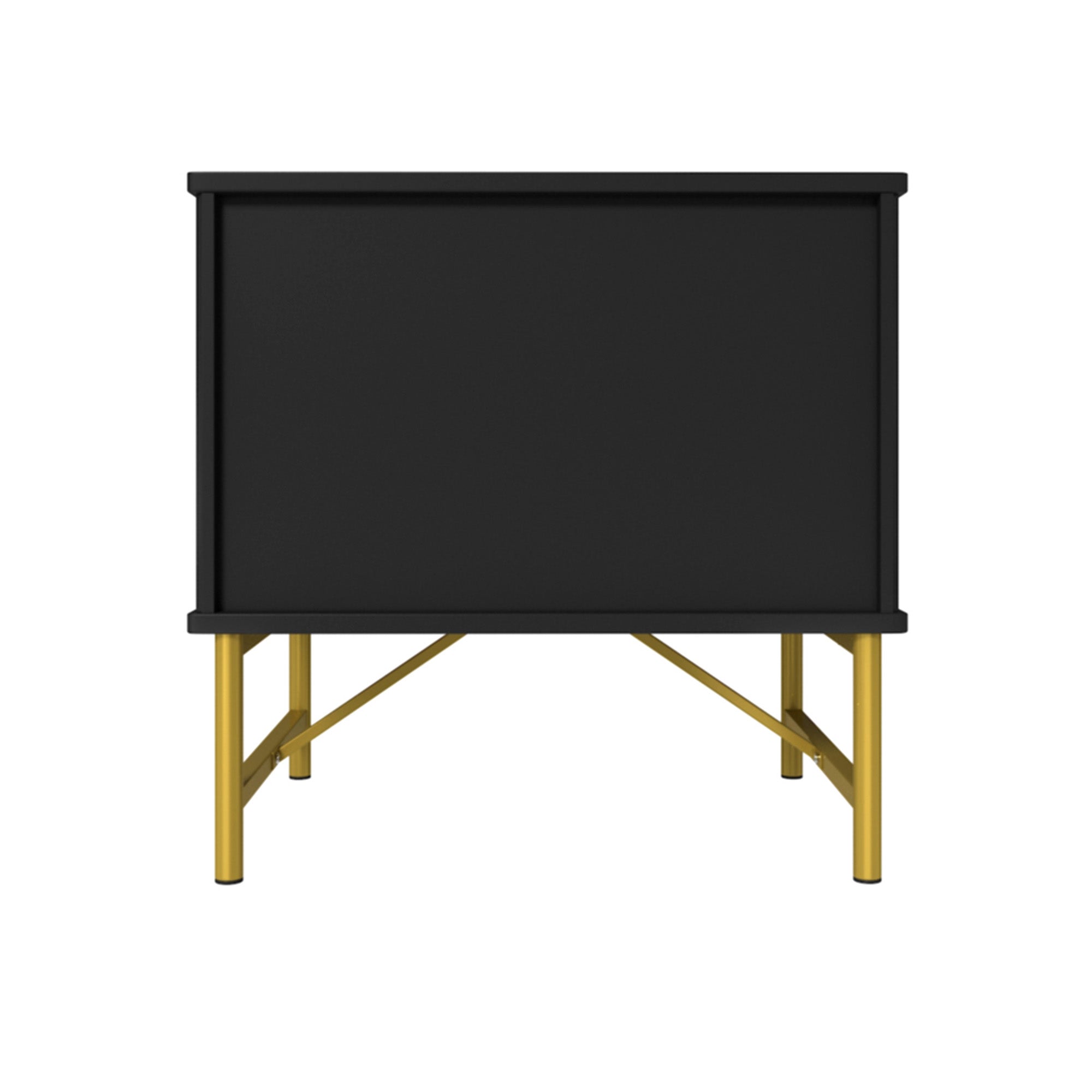 19 Inch Nightstand，Modern End Table with 2 Drawers，2 Tier Side Table with Gold Legs for Bedroom, Living Room, Black