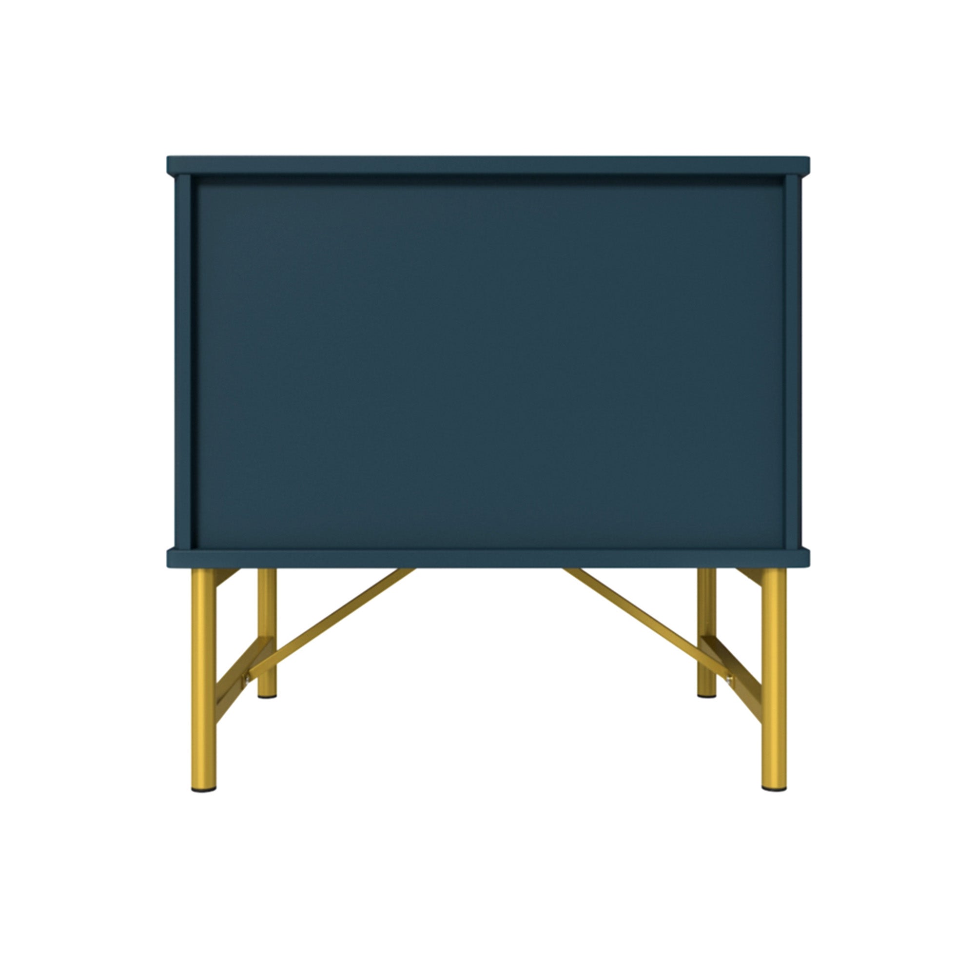 19 Inch Nightstand，Modern End Table with 2 Drawers，2 Tier Side Table with Gold Legs for Bedroom, Living Room, Black