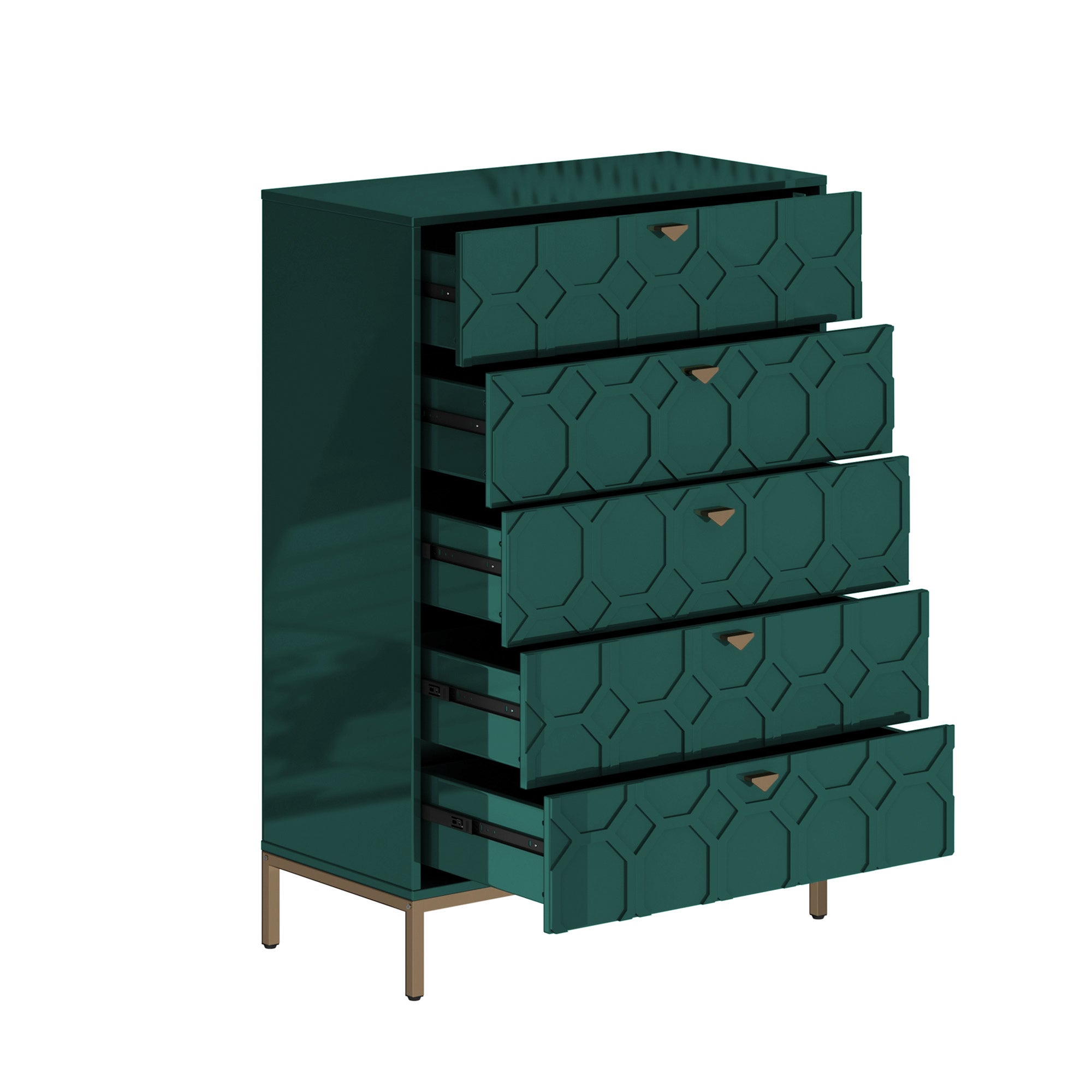 49.2 in. H Freestanding Storage Cabinet White 5 Drawer Accent Cabinet