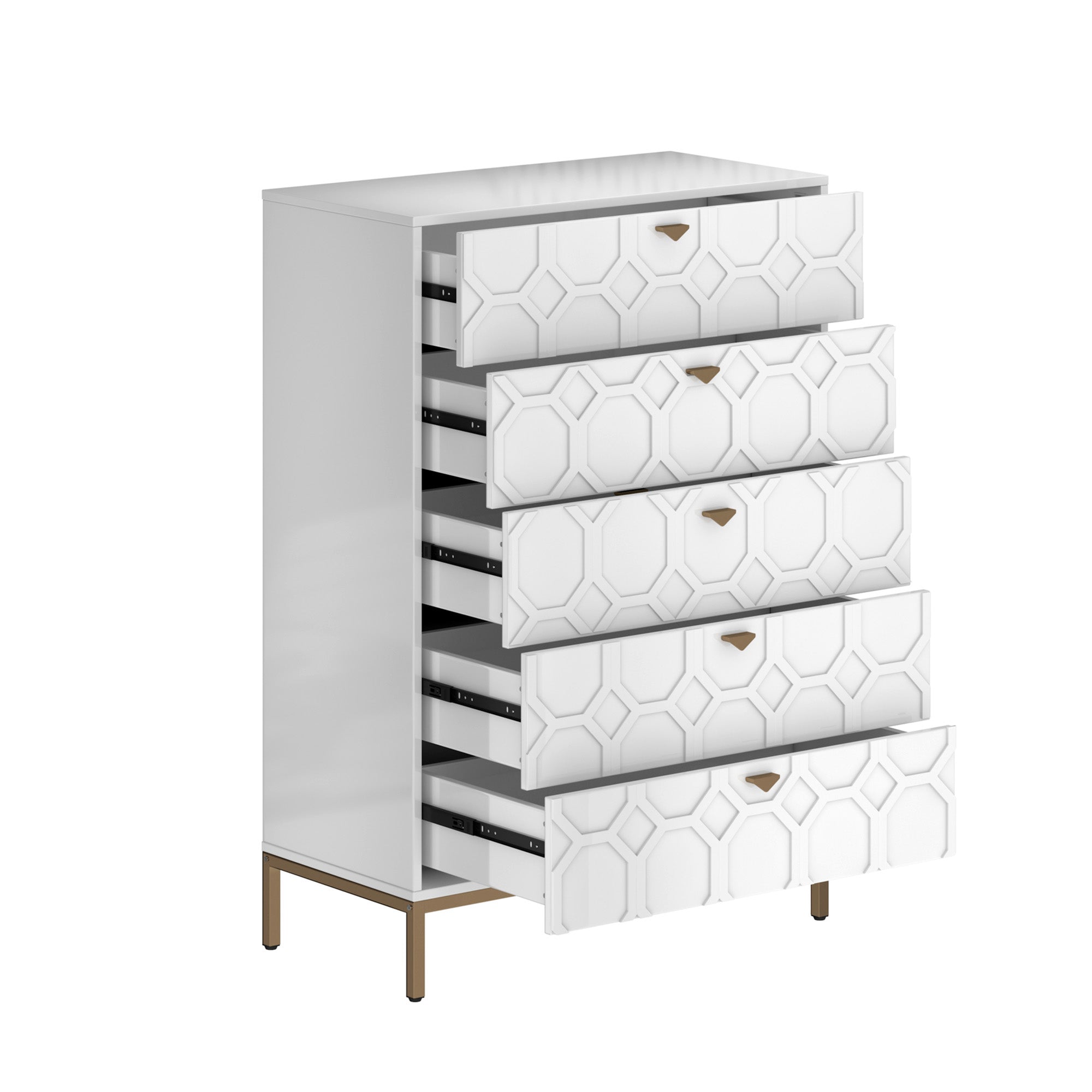 49.2 in. H Freestanding Storage Cabinet White 5 Drawer Accent Cabinet