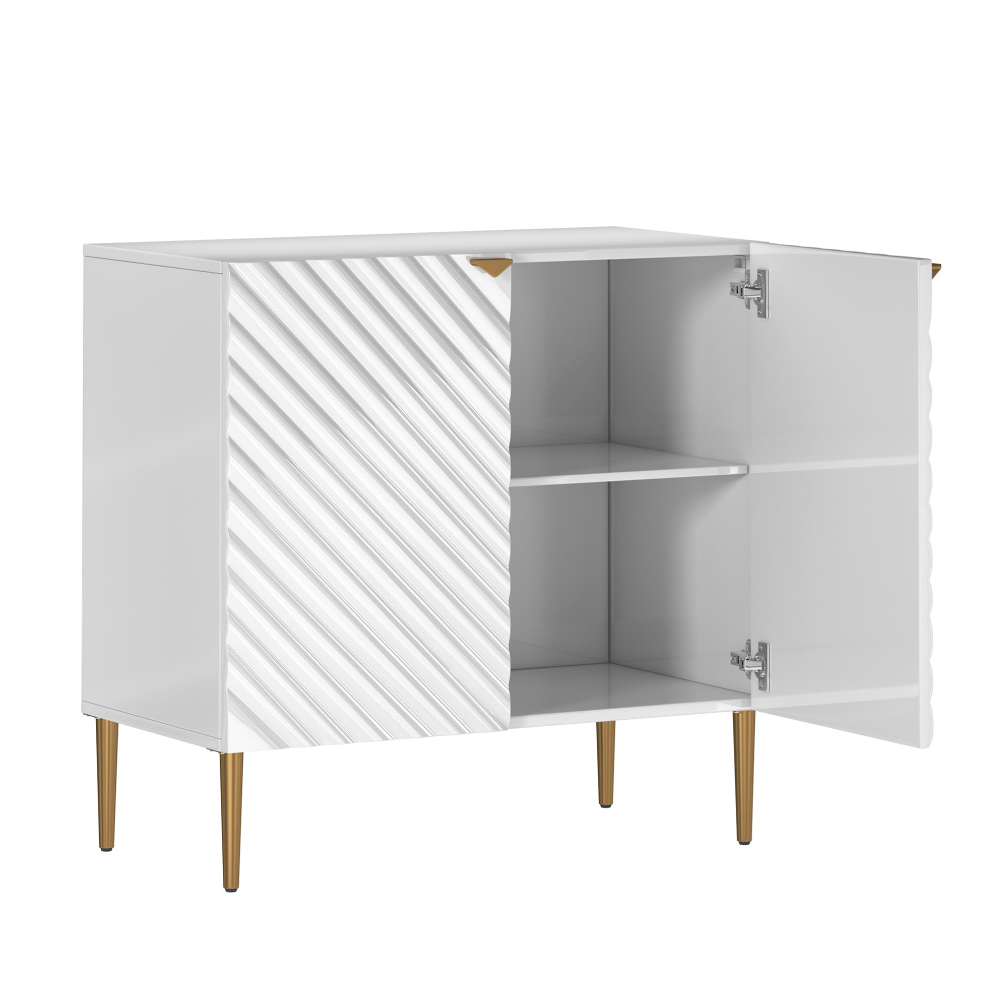 Boyel Living 2-Door White Locker Accent Storage Cabinet with Tapered Support Legs