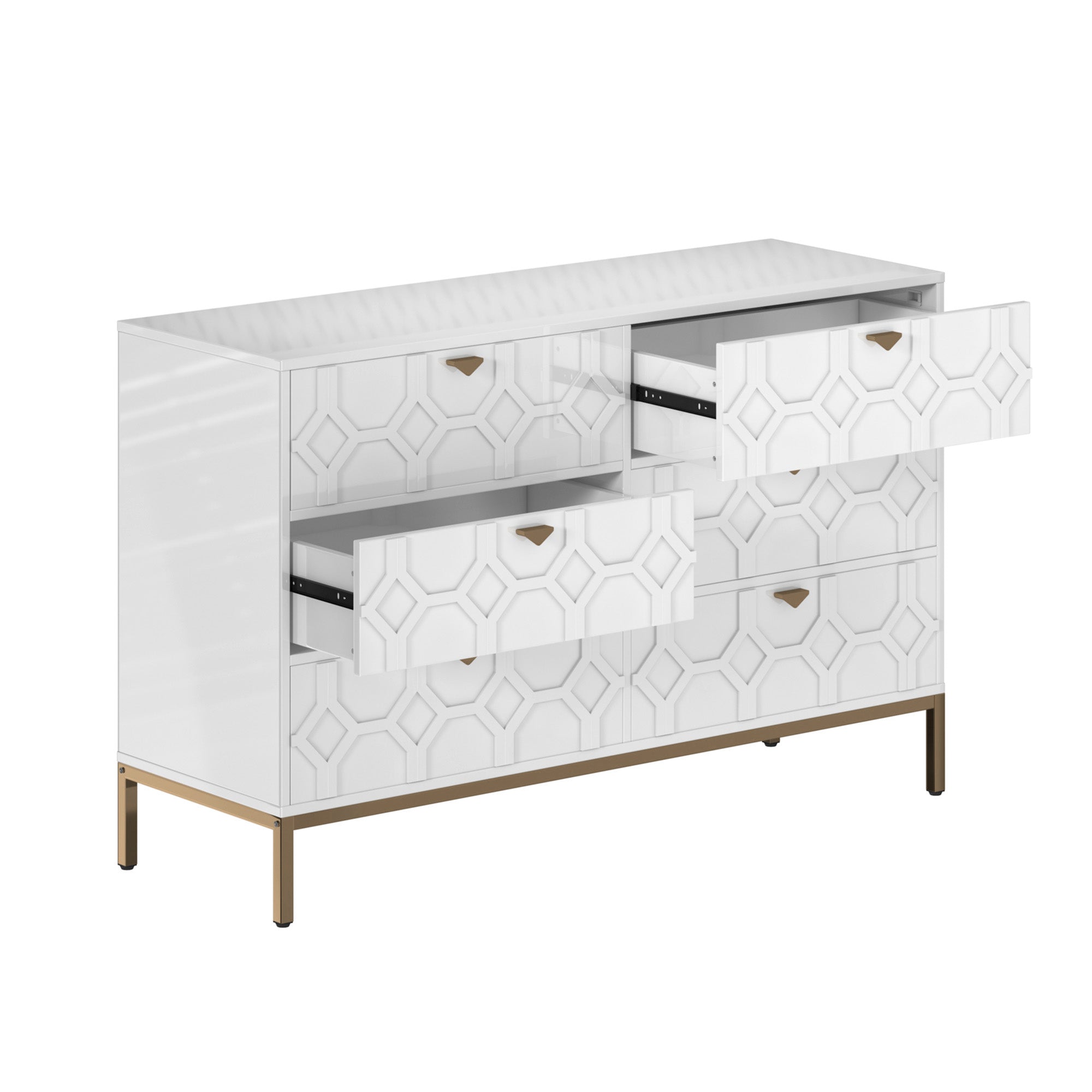 31.77 in. H Freestanding Storage Cabinet White 6 Drawer Accent Cabinet