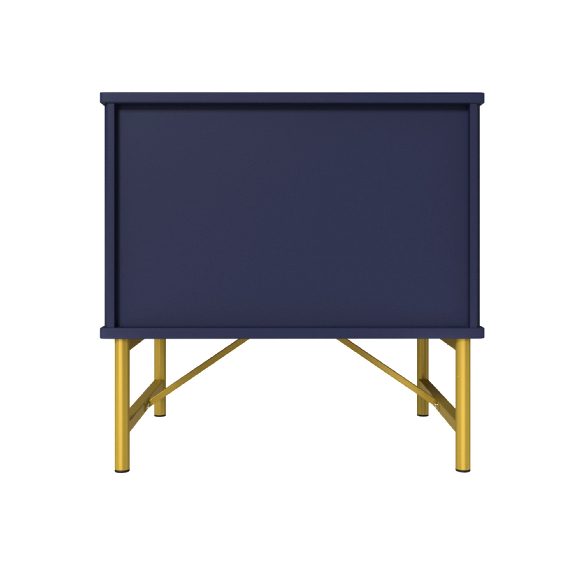 19 Inch Nightstand，Modern End Table with 2 Drawers，2 Tier Side Table with Gold Legs for Bedroom, Living Room, Black