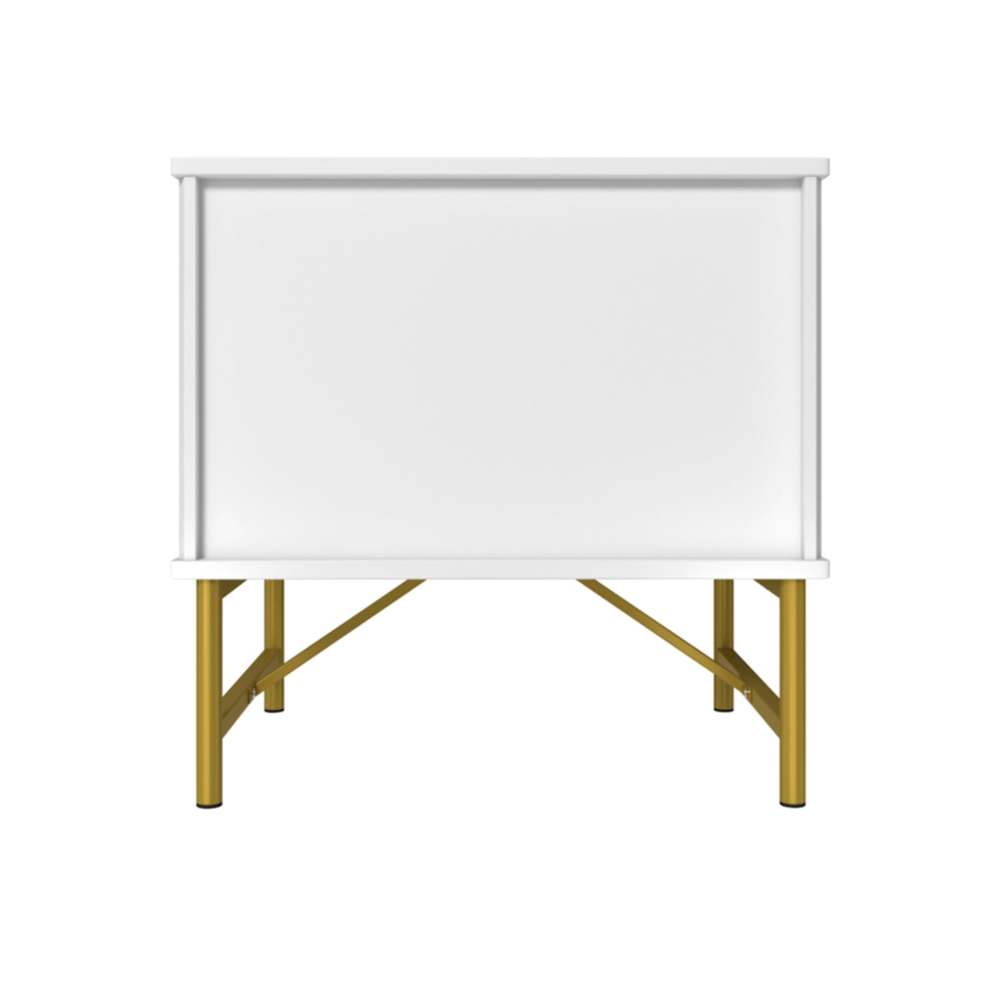 19 Inch Nightstand，Modern End Table with 2 Drawers，2 Tier Side Table with Gold Legs for Bedroom, Living Room, Black