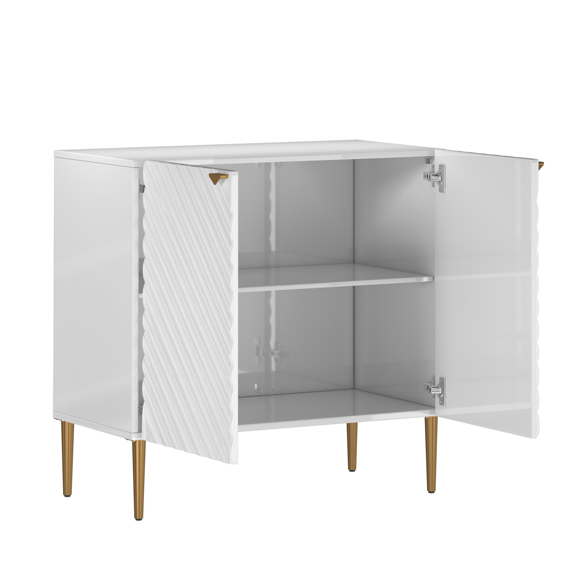 Boyel Living 2-Door White Locker Accent Storage Cabinet with Tapered Support Legs