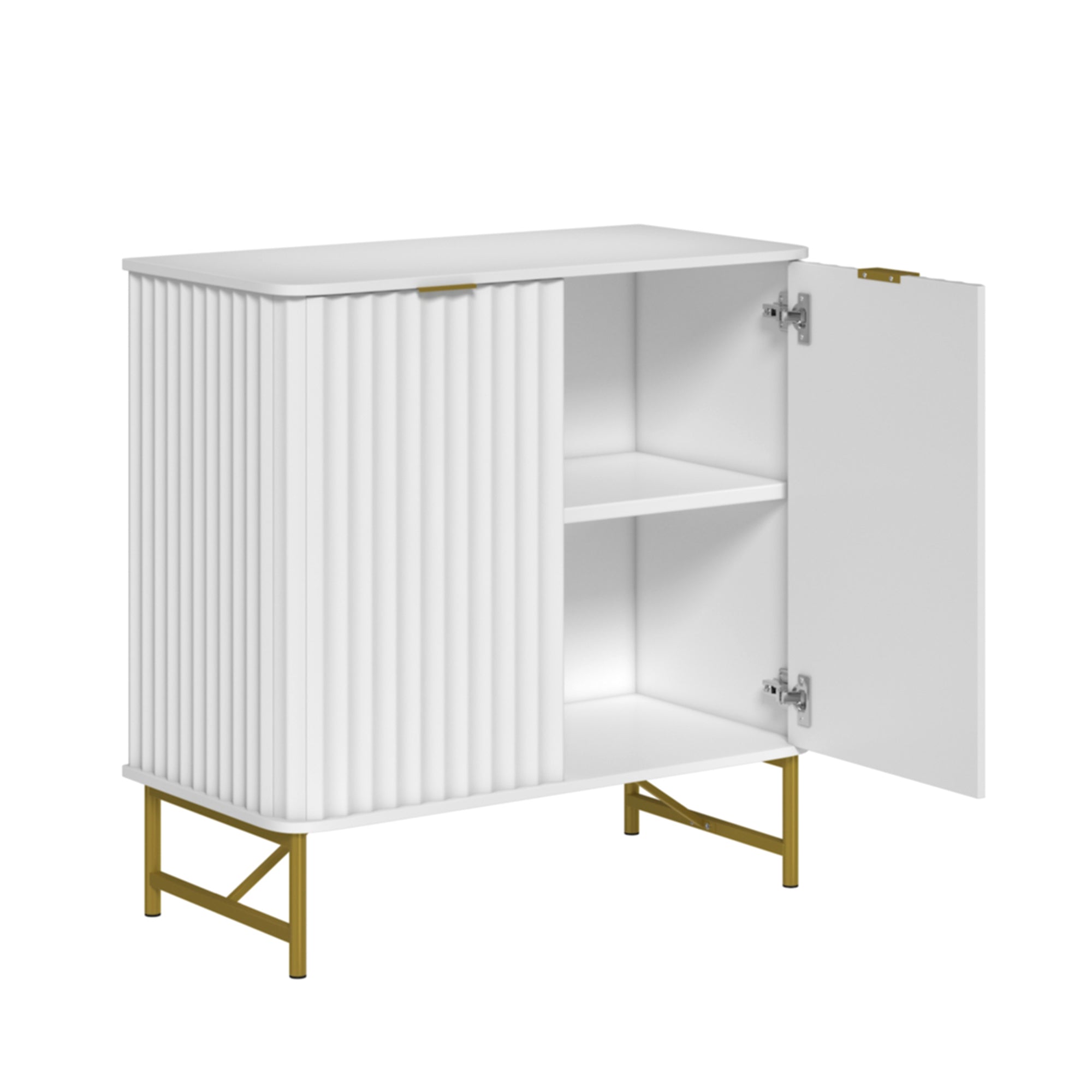 Sideboard Buffet Storage Cabinet with 2 Doors，32 Inch Monden Free-Standing Accent Cabinet with Gold Legs for Hallway, Living Room