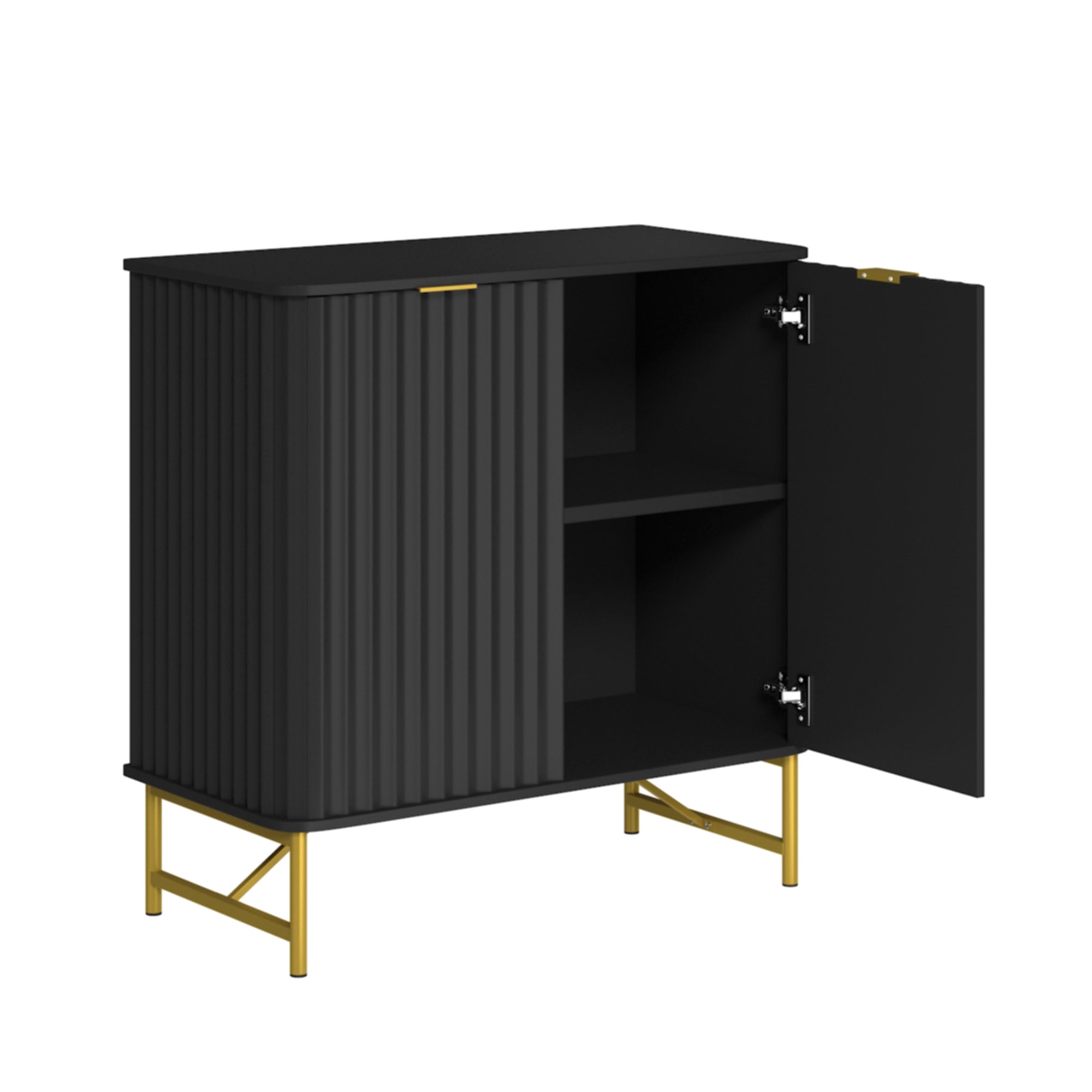 Sideboard Buffet Storage Cabinet with 2 Doors，32 Inch Monden Free-Standing Accent Cabinet with Gold Legs for Hallway, Living Room
