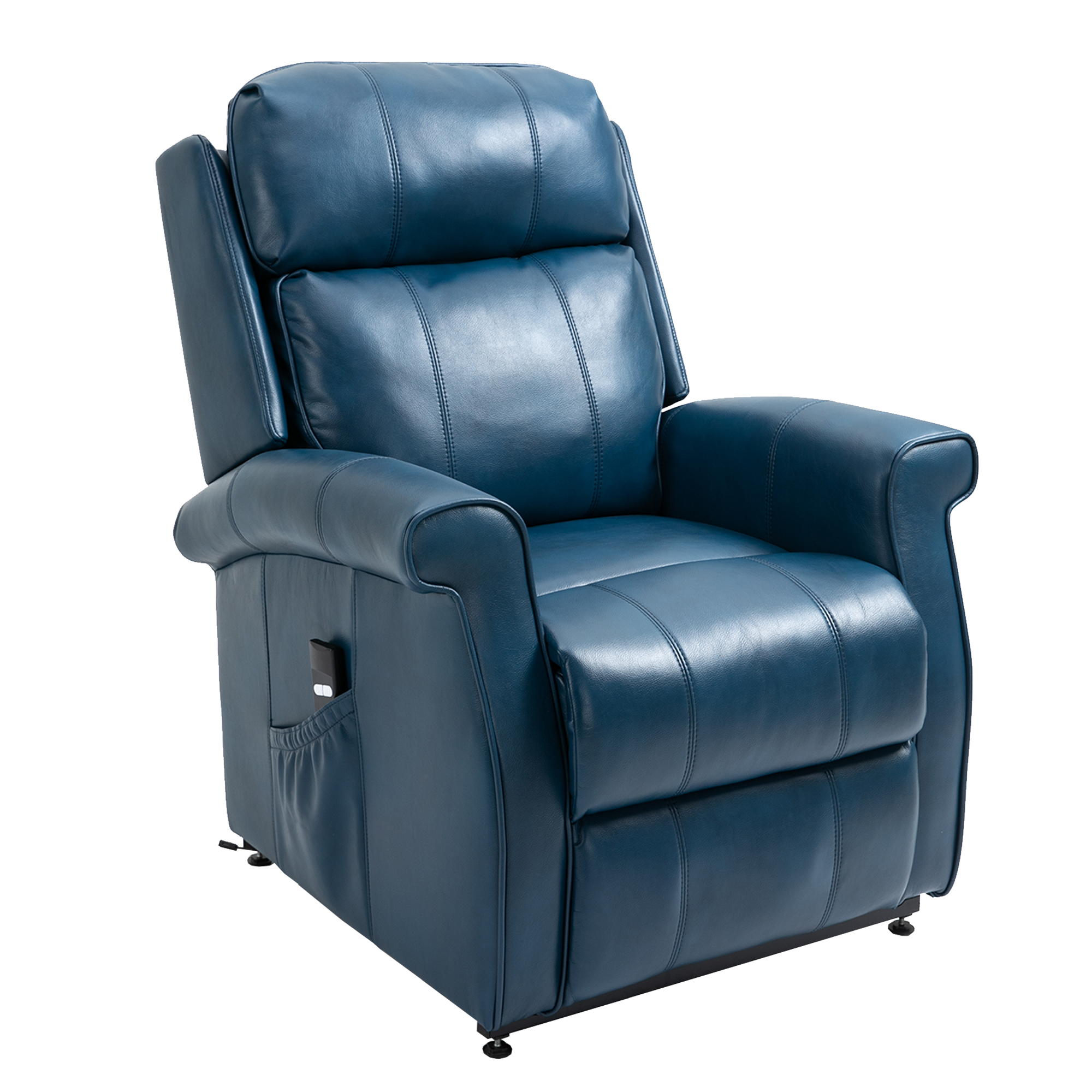 Boyel Living Electric Power Lift Recliner Soft Chair in Blue with 8-Point Massage, 2 Side Pockets,Thickened Pillow(Faux Leather)