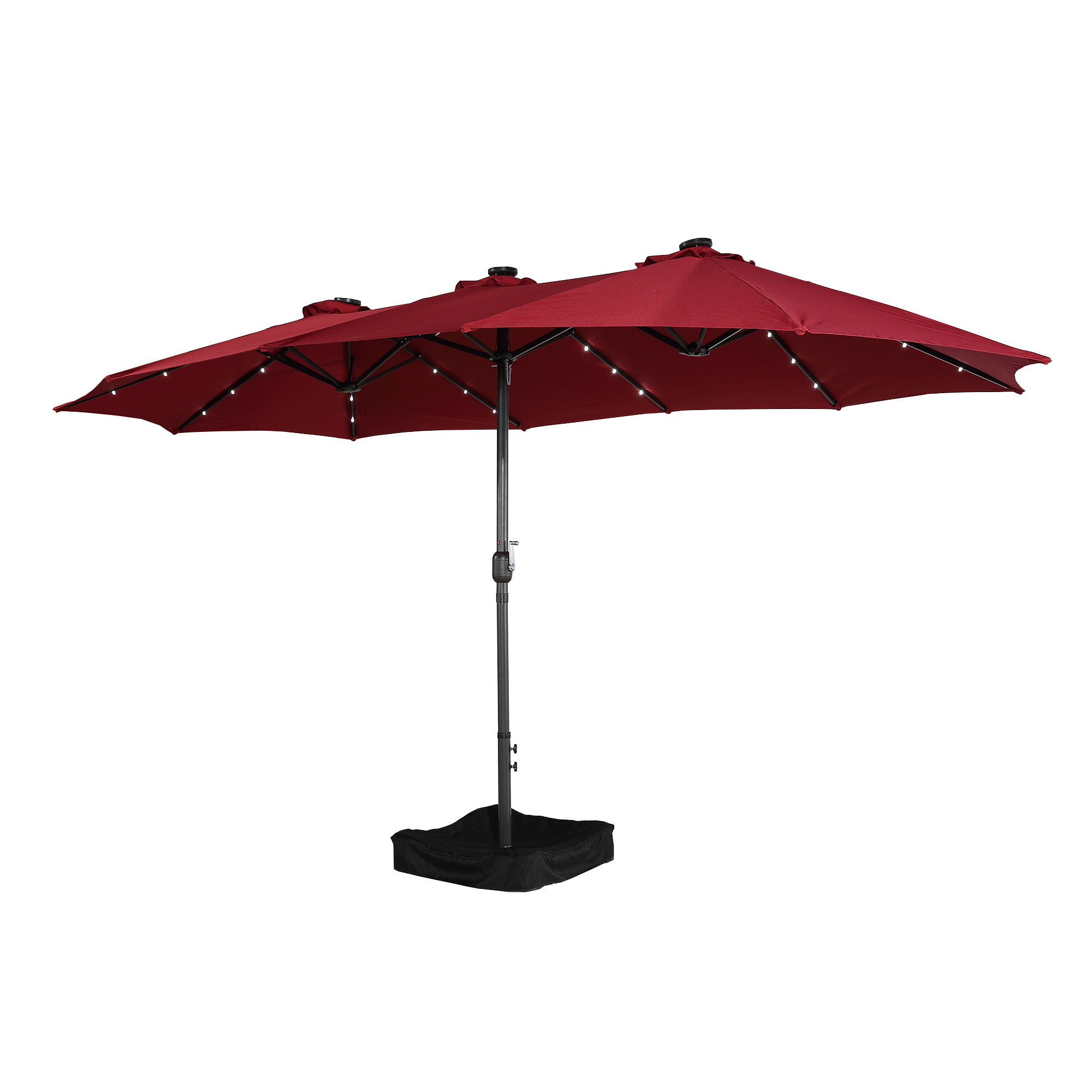 Mondawe 15ft Rectangular Patio Umbrella with Base and LED Lights and Crank-Mondawe