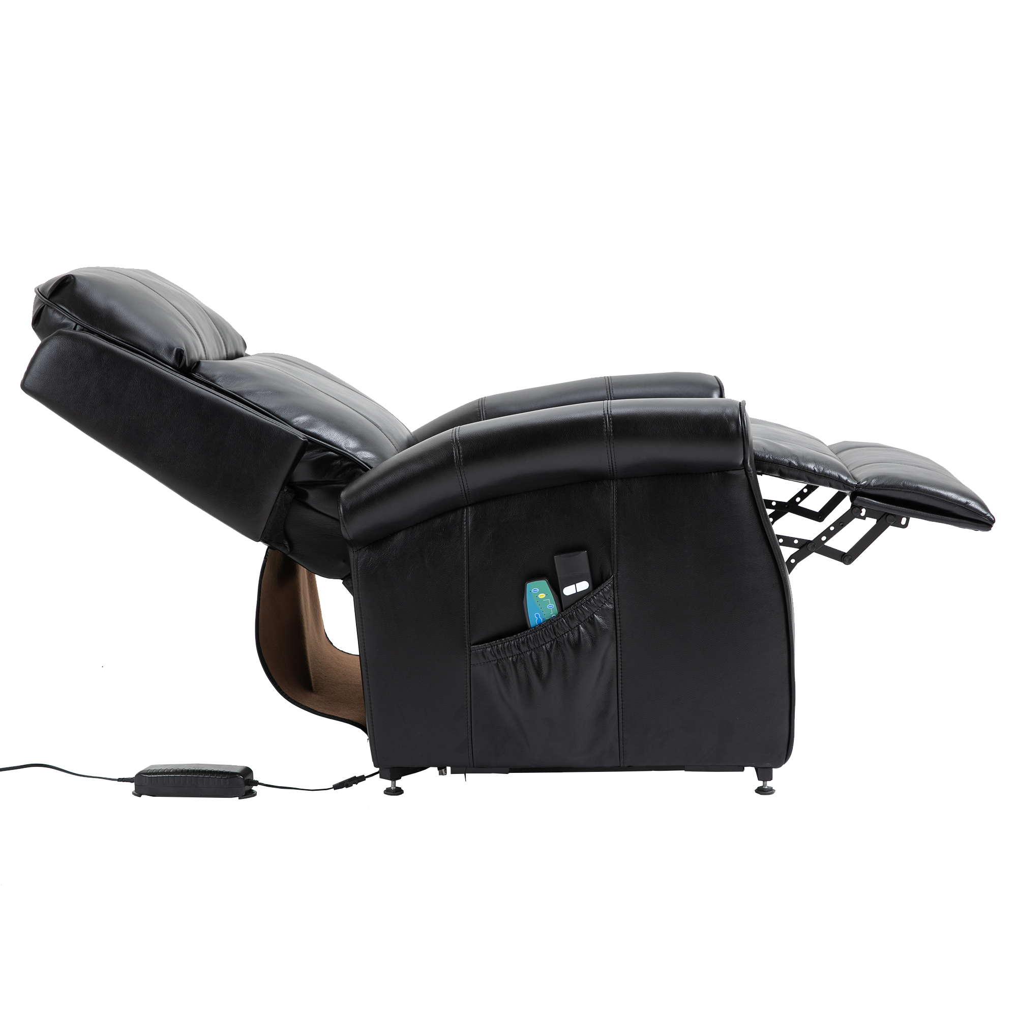 Boyel Living Electric Power Lift Recliner Soft Chair in Blue with 8-Point Massage, 2 Side Pockets,Thickened Pillow(Faux Leather)