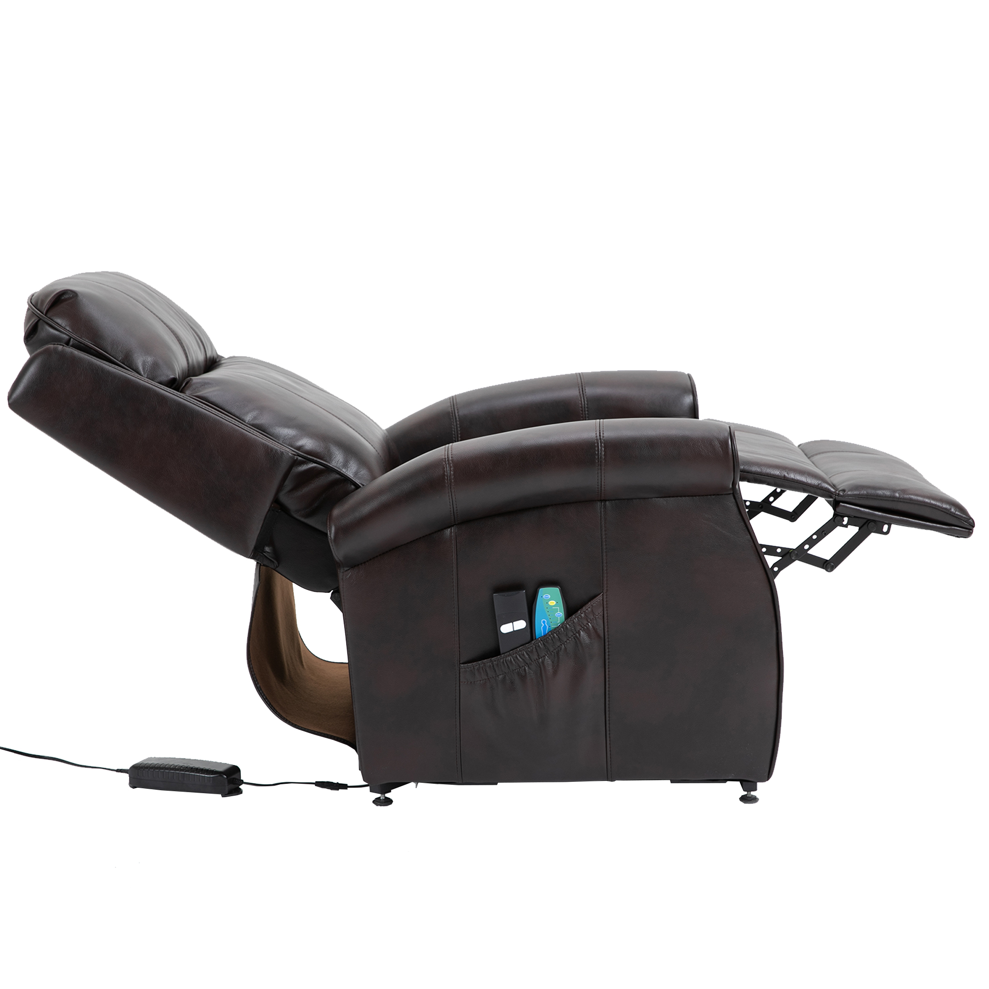 Boyel Living Electric Power Lift Recliner Soft Chair in Blue with 8-Point Massage, 2 Side Pockets,Thickened Pillow(Faux Leather)