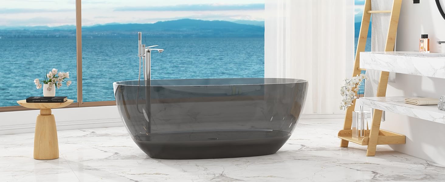 Transparent Resin Freestanding Bathtub