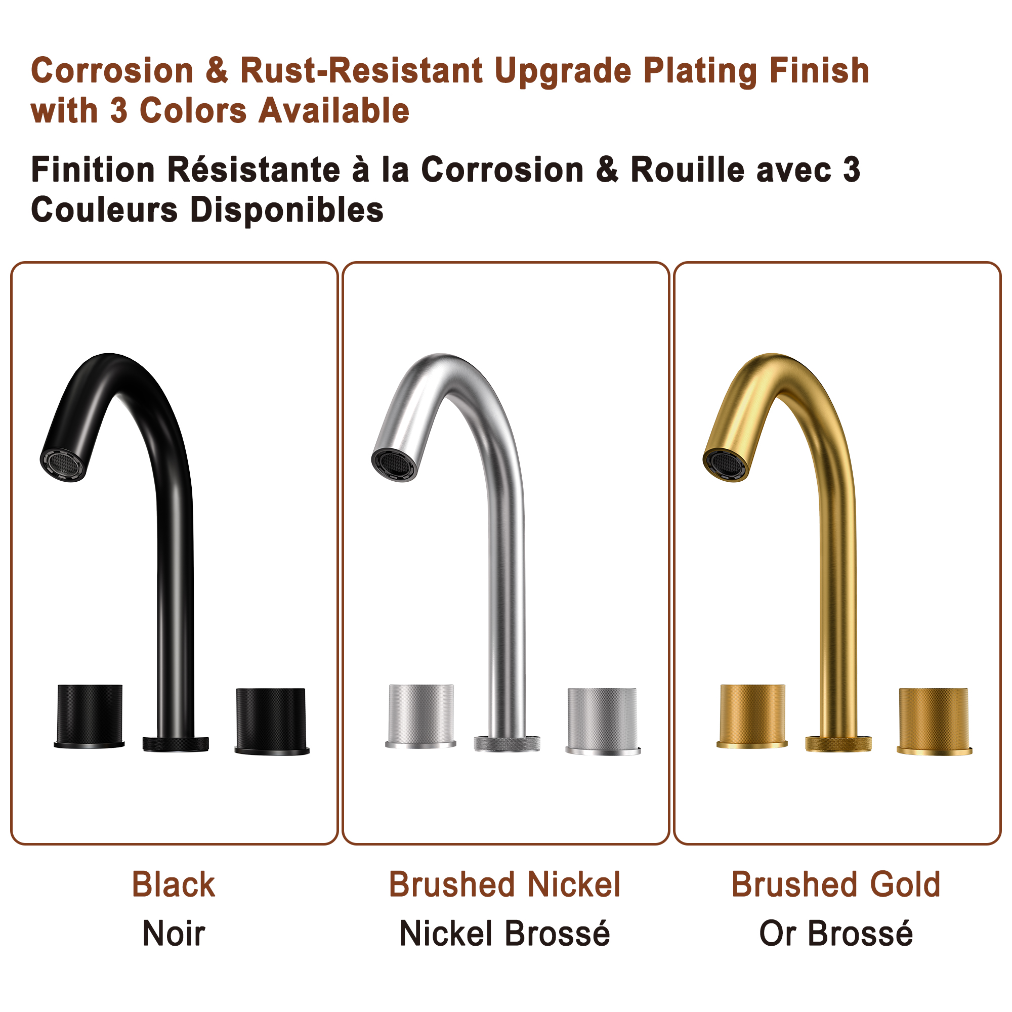 Mondawe 8 in. Widespread Double-Handle Bathroom Faucet in Nickel Brushed/Black/Brushed Gold-Mondawe