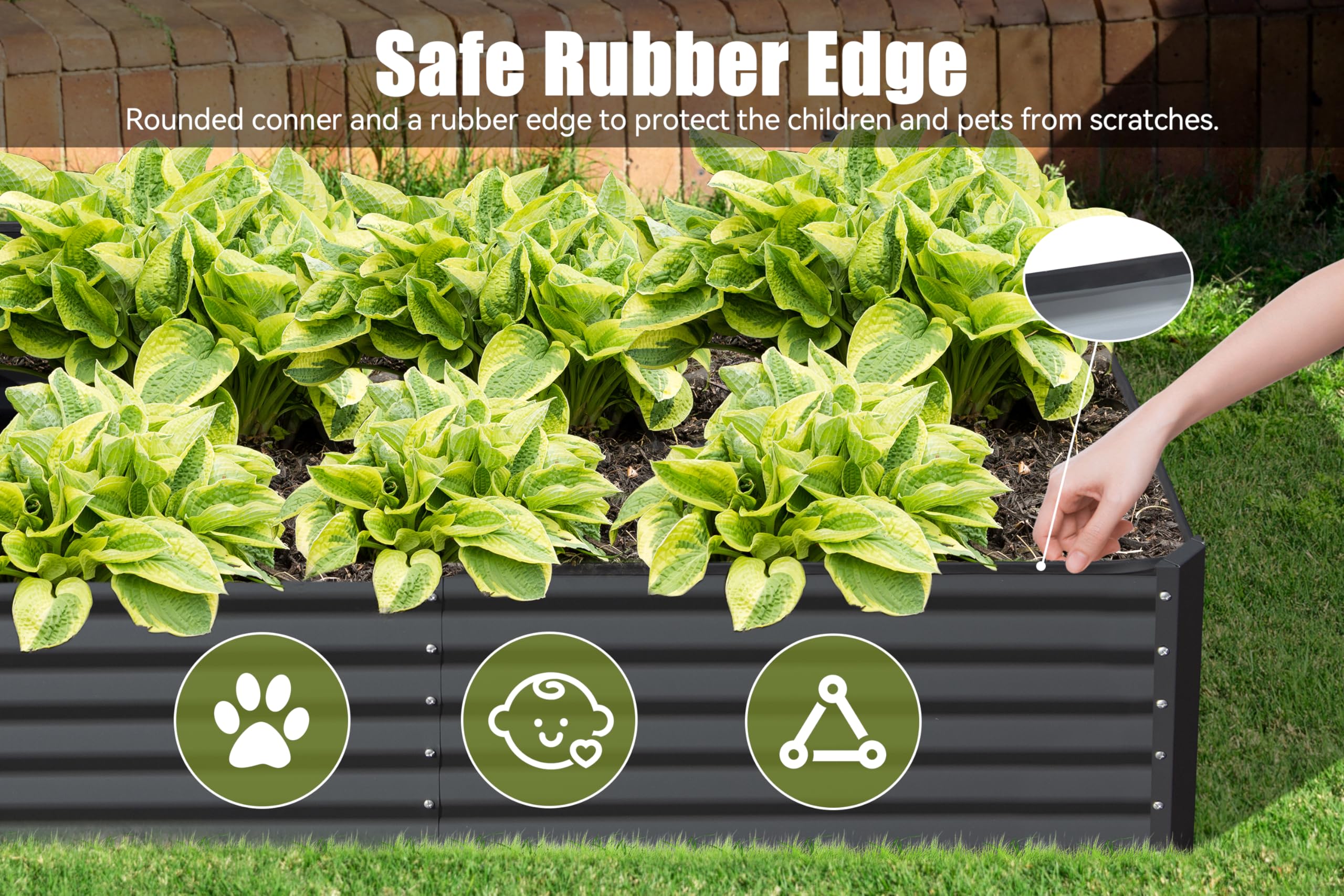 6x3x1.5ft Galvanized Raised Garden Bed, Outdoor Planter Garden Boxes Large Metal Planter Box for Gardening Vegetables Fruits Flowers, Green/Silvery/Gray