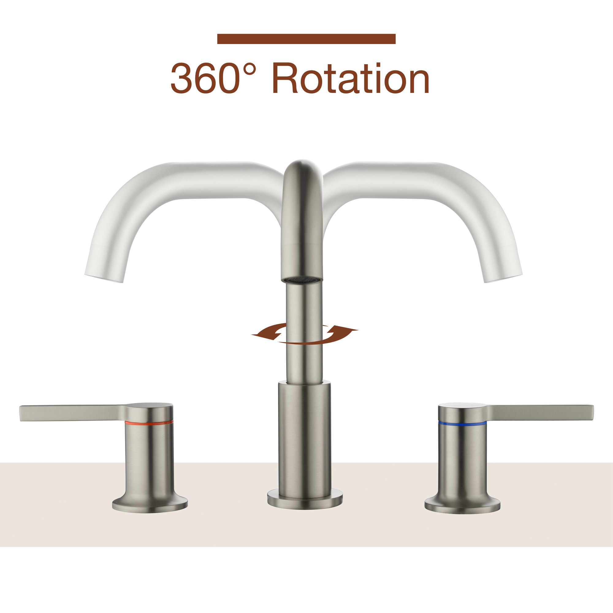 Mondawe Double Handle 8 Inch Brass 3 Hole Widespread Bathroom Sink Faucet(Black/Gold/Nickel)-Mondawe