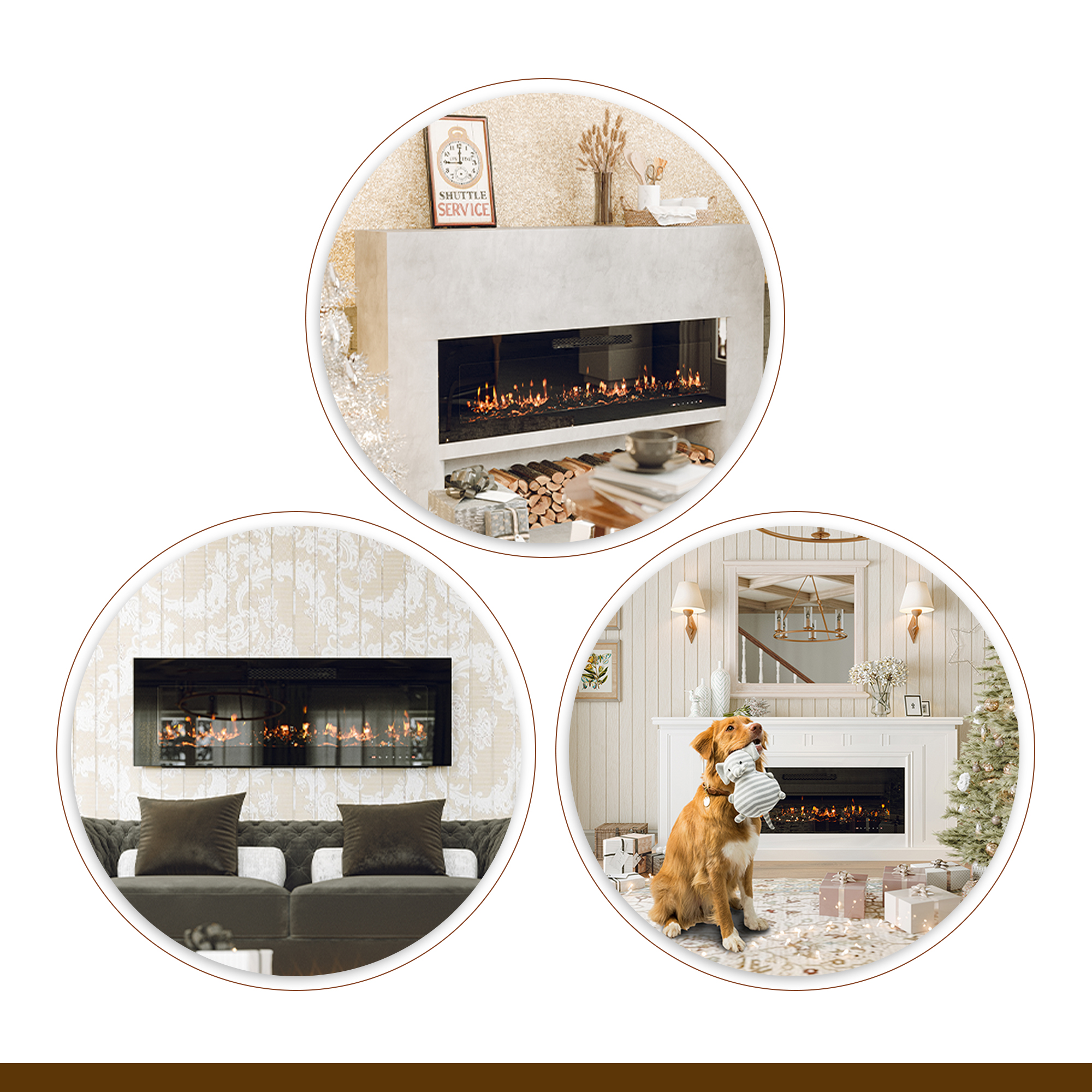 5000 Maximum BTUs 30/36/50/42/60/72 Inch W Black Fan-forced Electric Heater Fireplace