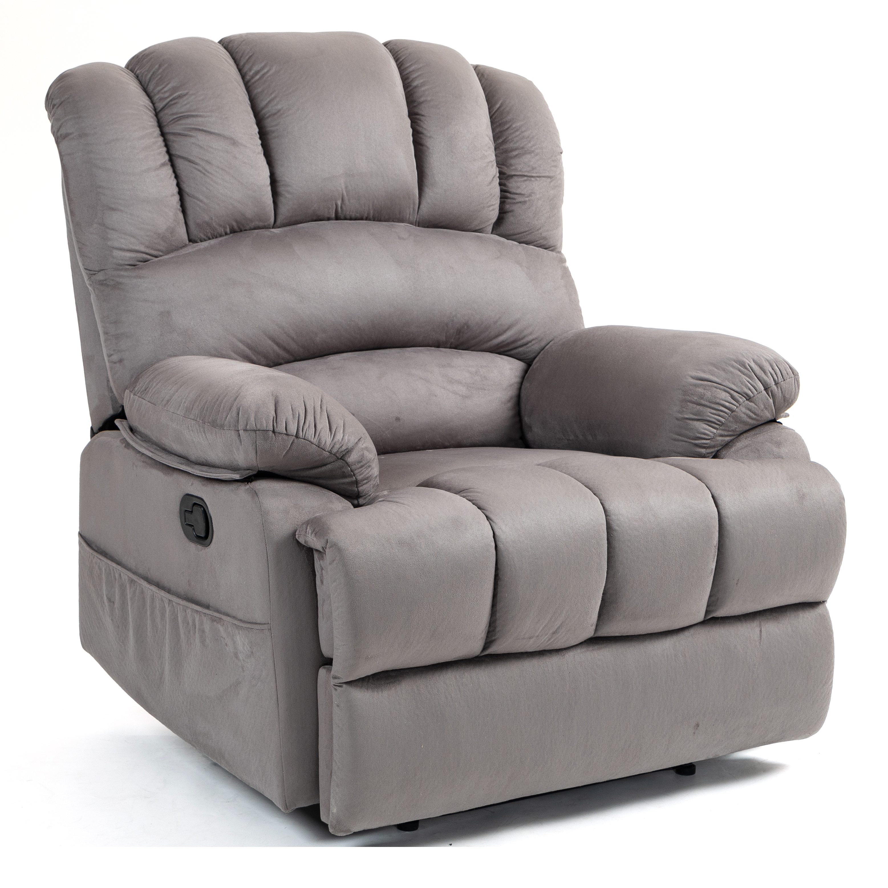 Large Manual Recliner Chair in Fabric for Living Room, Beige/Dark Gray/Yellow/Grey