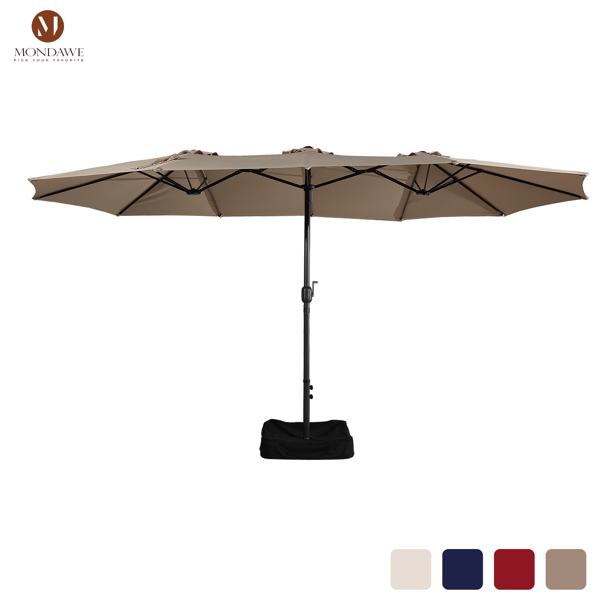 Mondawe 15ft Rectangular Patio Market Umbrella with Base-Mondawe