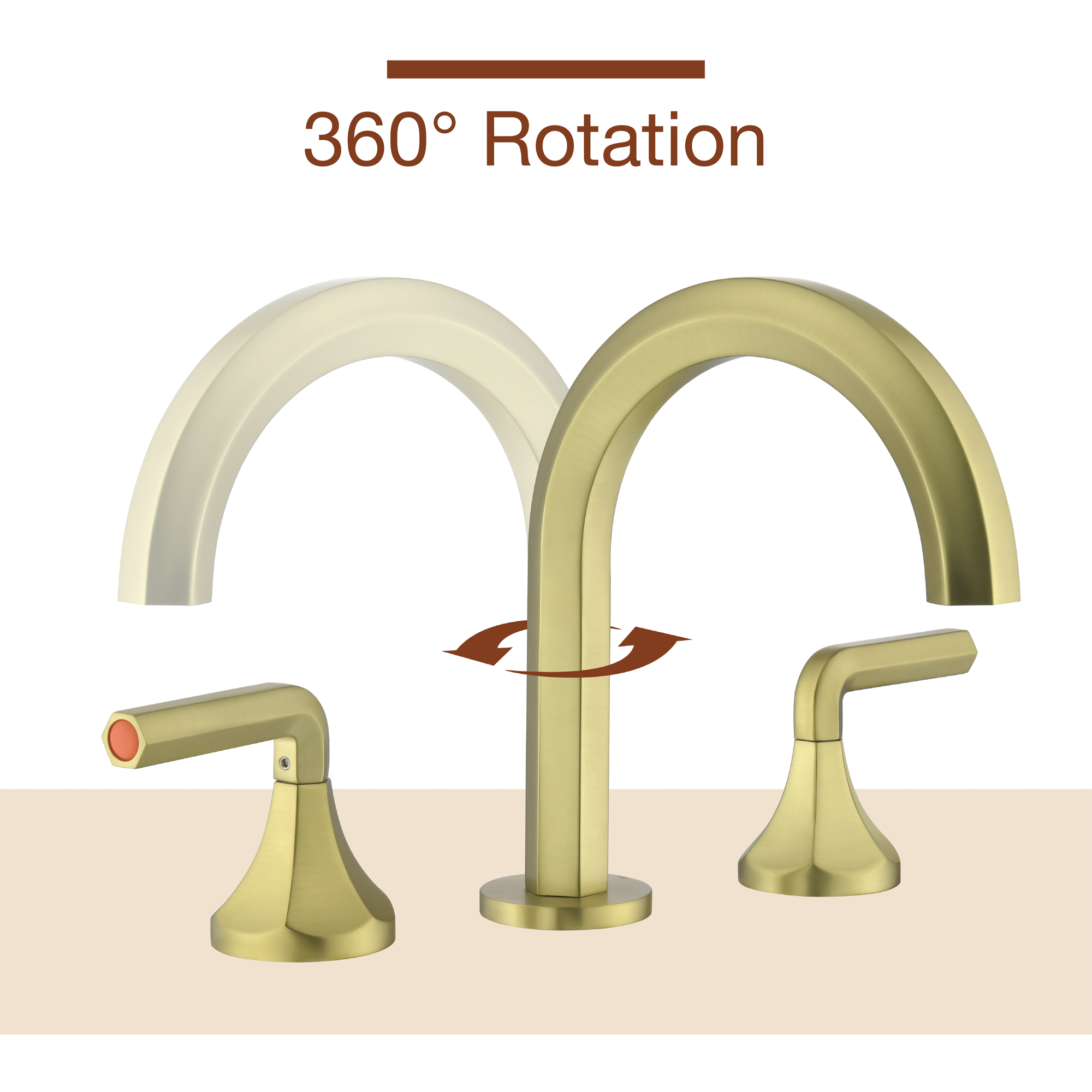 Hexagon 8 In Widespread Double-Handle Brass 3-Hole Widespread Bathroom Sink Faucet Bath Faucets-Mondawe