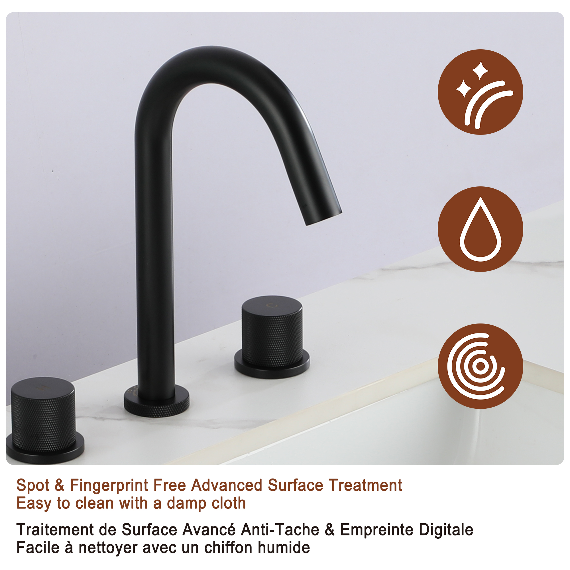 Mondawe 8 in. Widespread Double-Handle Bathroom Faucet in Nickel Brushed/Black/Brushed Gold-Mondawe