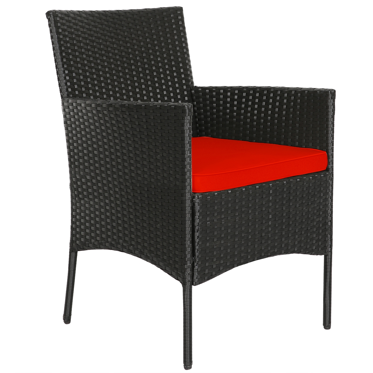 Mondawe 4 Pcs Patio Rattan Cushioned Sofa Furniture Set with Tempered Glass Coffee Table-White/Red/Turquoise-Mondawe