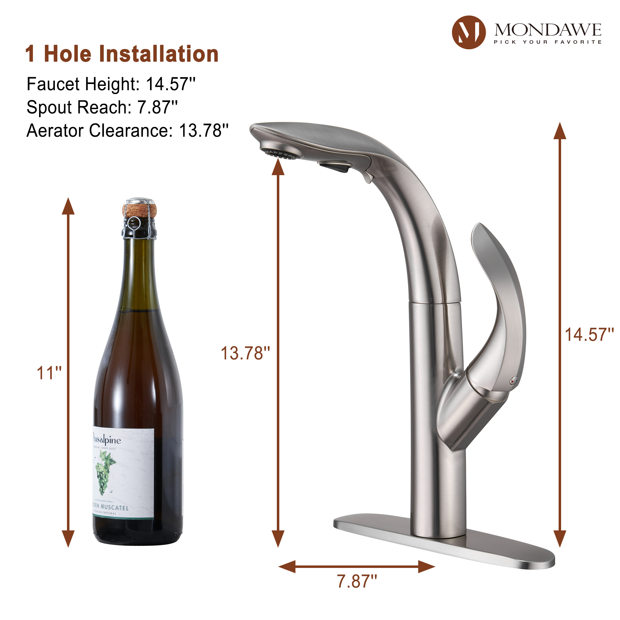 Mondawe 3-FunctionTulip High Arc Pull Down Single Handle Deck Mount Best Kitchen Faucets 2022-Mondawe