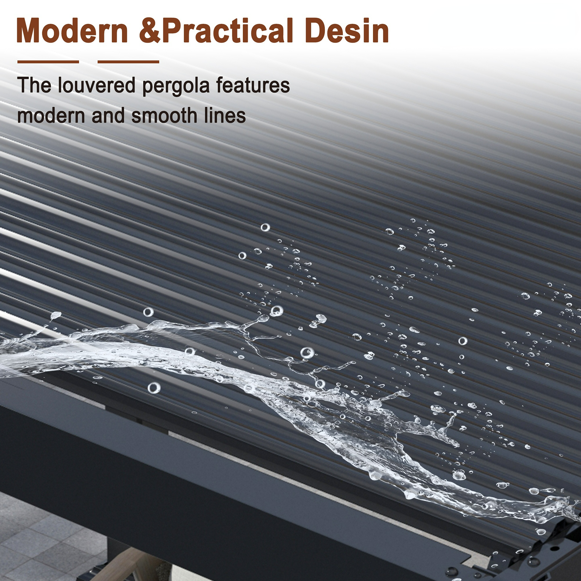 10 x 10 ft Outdoor Louvered Pergola in Aluminum with Adjustable Roof