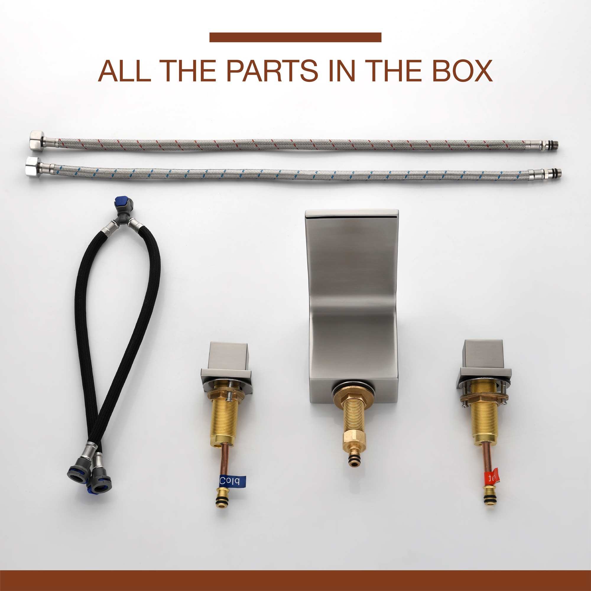 Mondawe Double Handle 8-Inch Center Wide-Spread Bathroom Faucet(Black/Gold/Nickel/Gray)-Mondawe