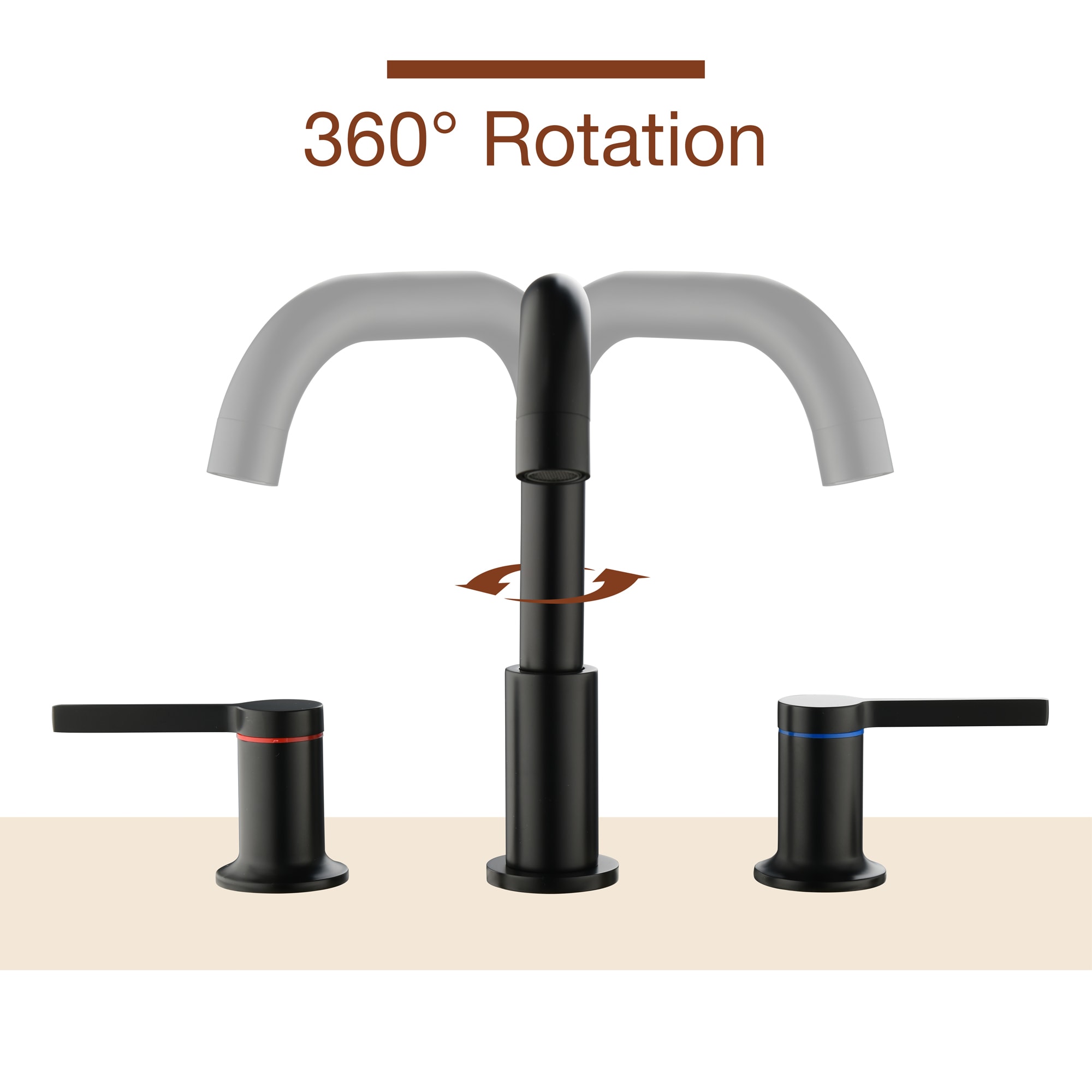 Mondawe Double Handle 8 Inch Brass 3 Hole Widespread Bathroom Sink Faucet(Black/Gold/Nickel)-Mondawe