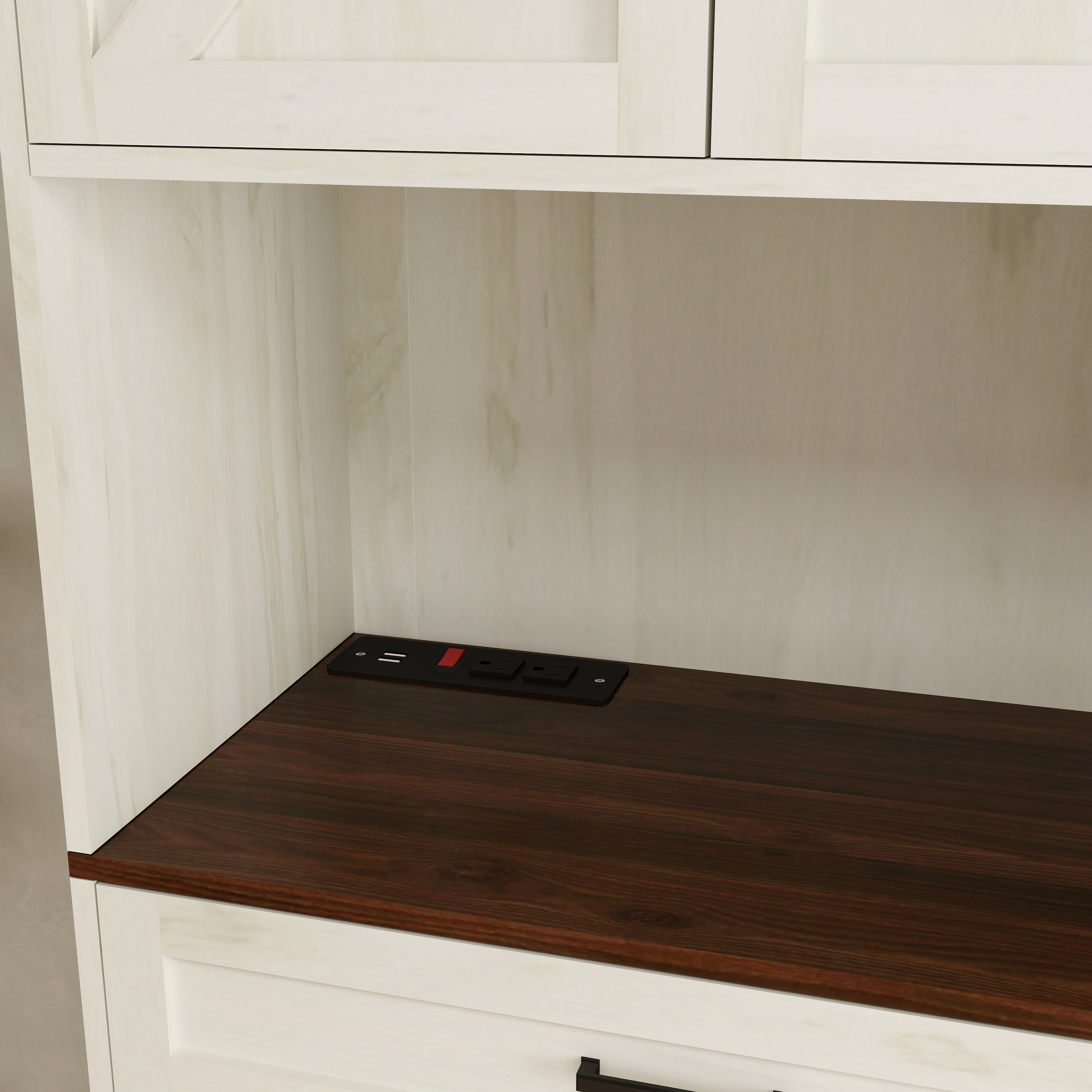 70.87'' Multifunctional Farmhouse Kitchen Pantry Sideboard with Cabinet and Drawer, Kitchen Buffet with Hutch and Glass Holder, Microwave Stand with Charging Station for Kitchen and Dining Room 