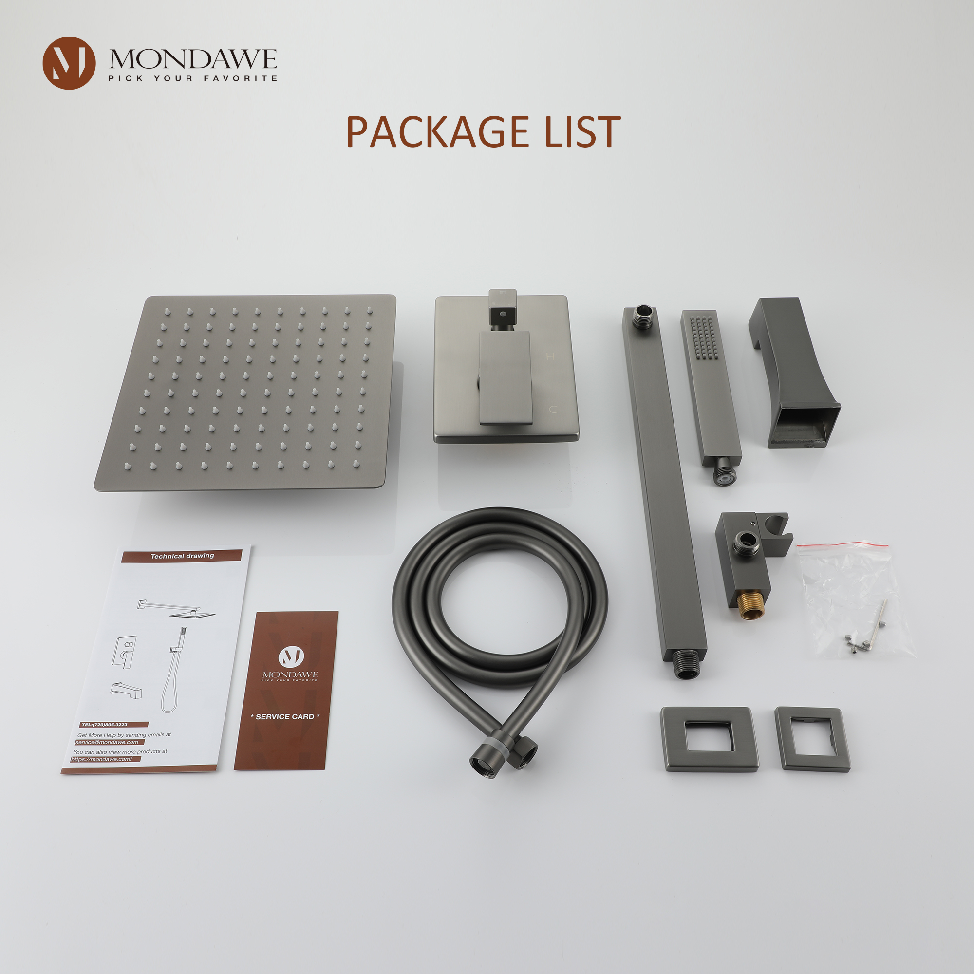 GB-Mondawe Three function Pressure Balance Shower Set with 10 in Shower Head(5 color, Valve Included)-Mondawe