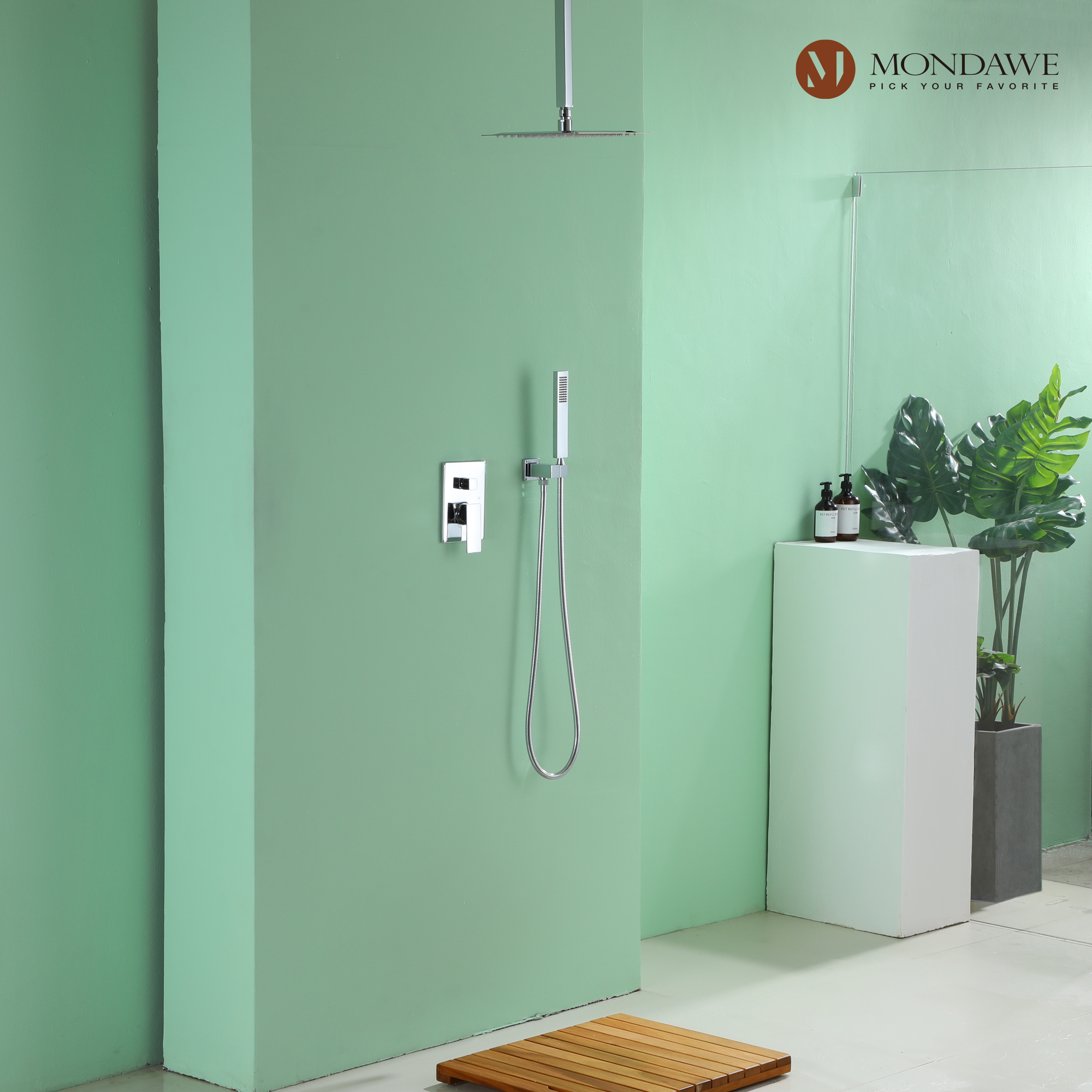 Mondawe 10 Inch Square Bathroom Shower Set(black, chrome, gold, nickel,  gun black)-Mondawe