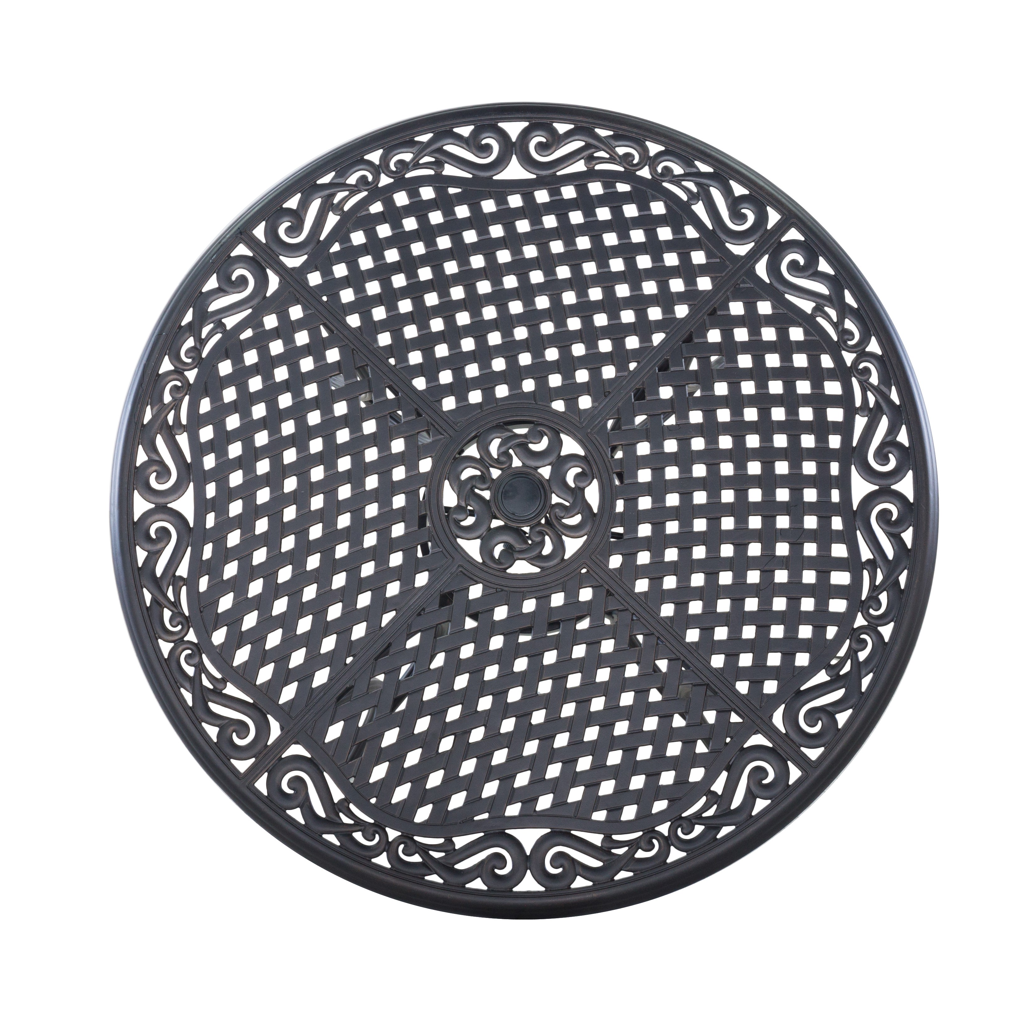 Mondawe 5-Piece Outdoor Patio Cast Aluminum Swivel Chair Set with Round Table(Brown)-Mondawe