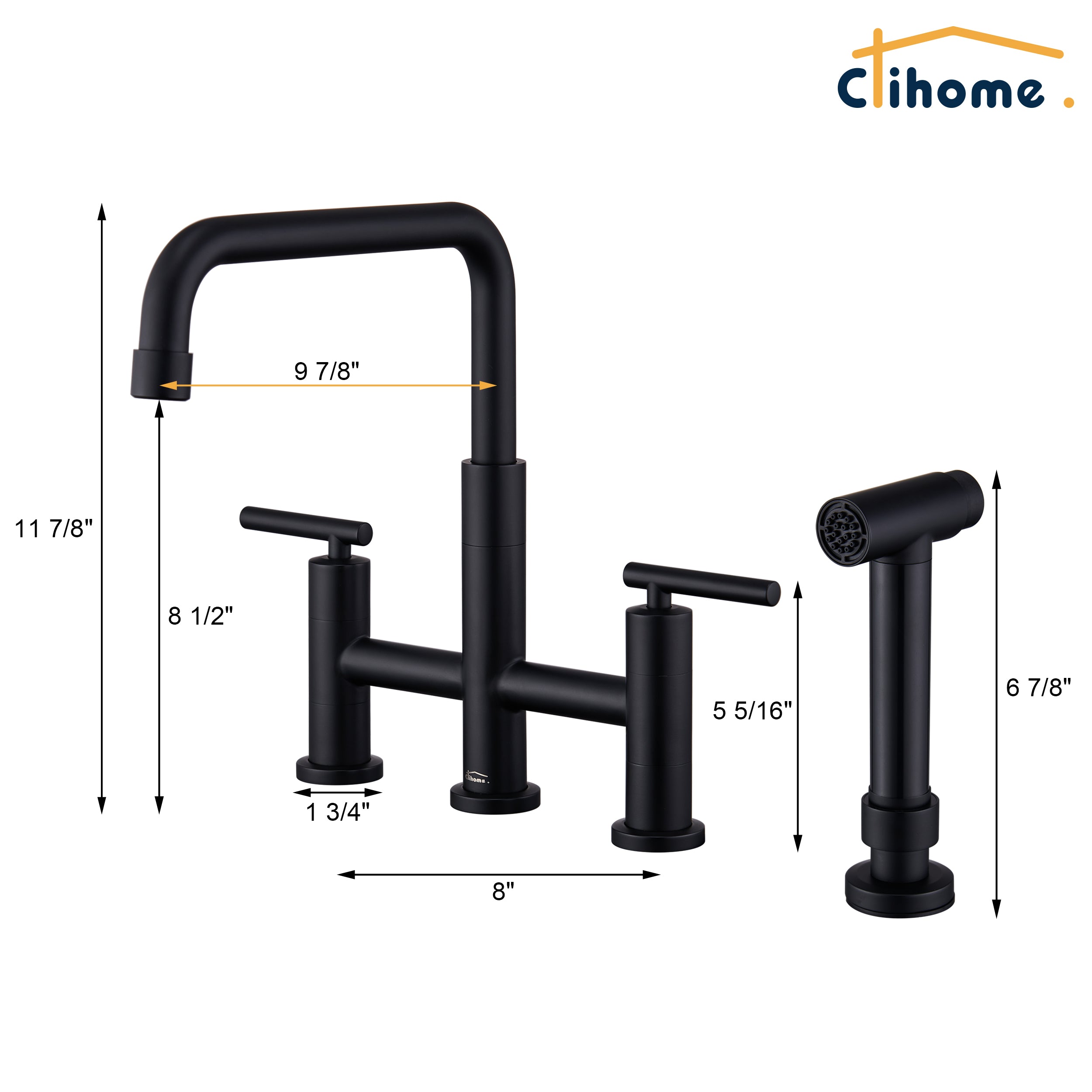 Double Handle Kitchen Faucet with Side Spray