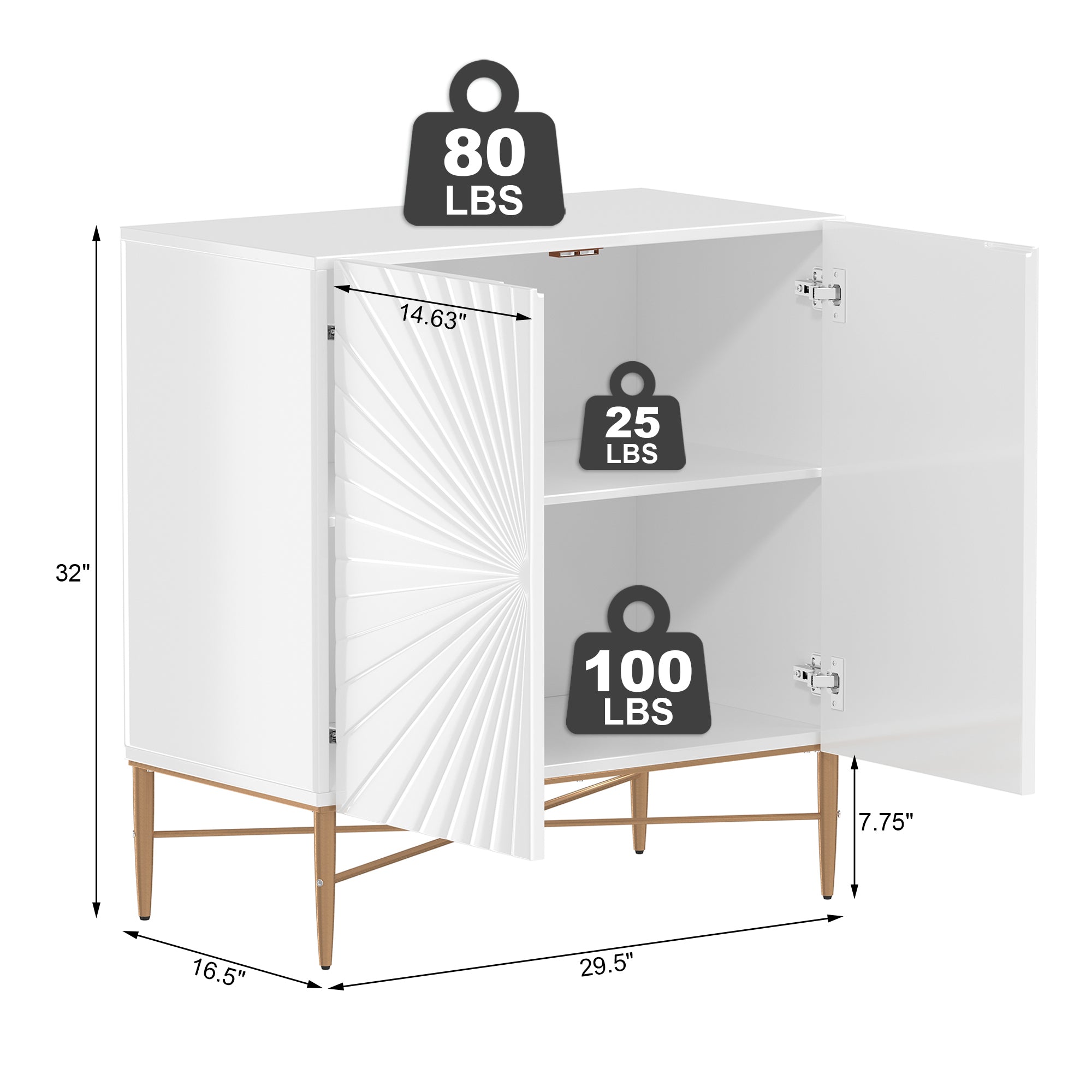 Modern Accent Cabinet, 2 Door Storage Cabinet Wood with Adjustable Shelf, Vintage Wooden Cabinet for Living Room Hallway Home Office