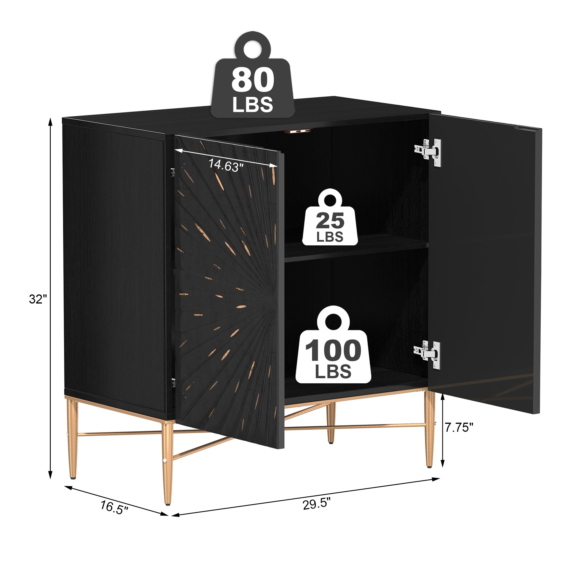 Modern Accent Cabinet, 2 Door Storage Cabinet Wood with Adjustable Shelf, Vintage Wooden Cabinet for Living Room Hallway Home Office