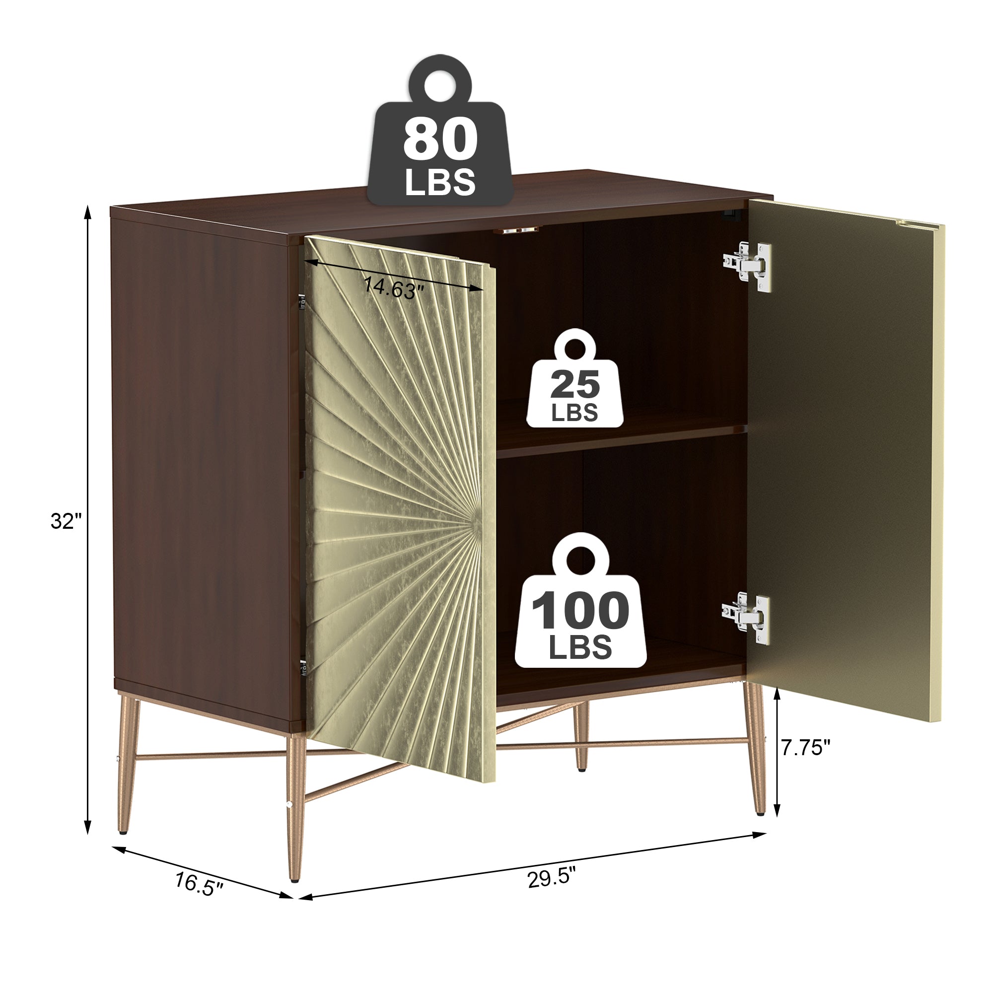 Modern Accent Cabinet, 2 Door Storage Cabinet Wood with Adjustable Shelf, Vintage Wooden Cabinet for Living Room Hallway Home Office