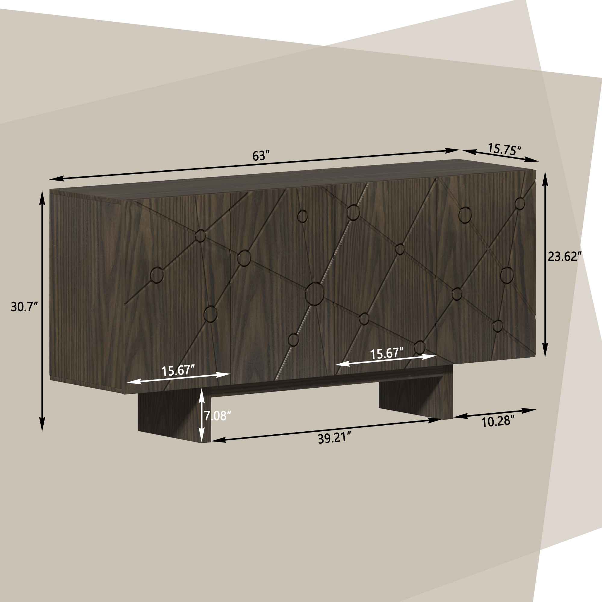 White/Brown 4-Door Modern Wood Grain Accent Storage Cabinet For Living Room, Foyer and Kitchen-Dining Room