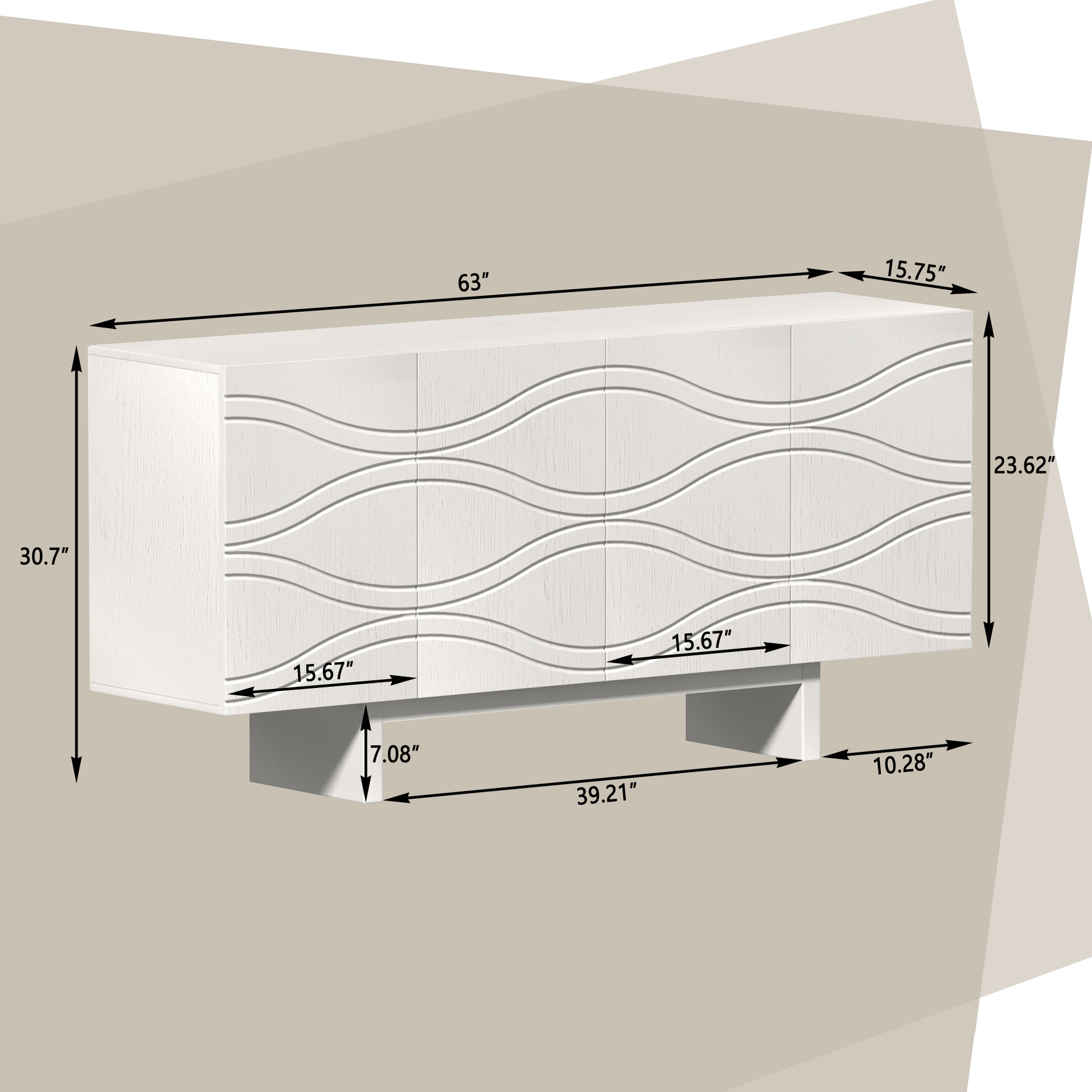 White/Brown 4-Door Accent Storage Cabinet For Living Room, Foyer and Kitchen-Dining Room
