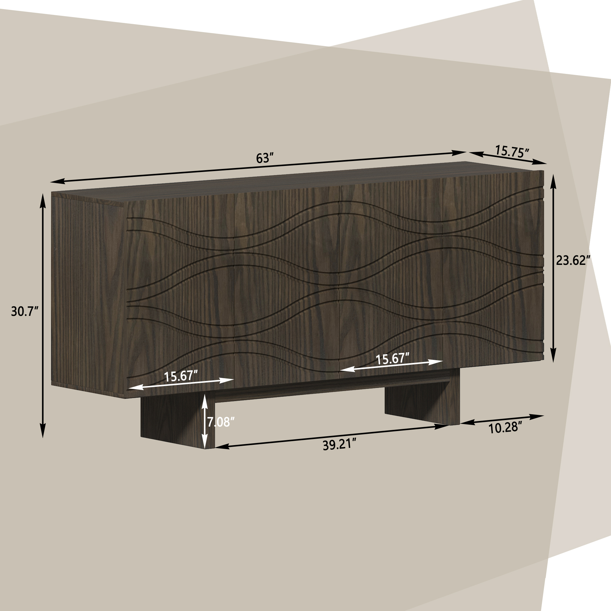 White/Brown 4-Door Accent Storage Cabinet For Living Room, Foyer and Kitchen-Dining Room