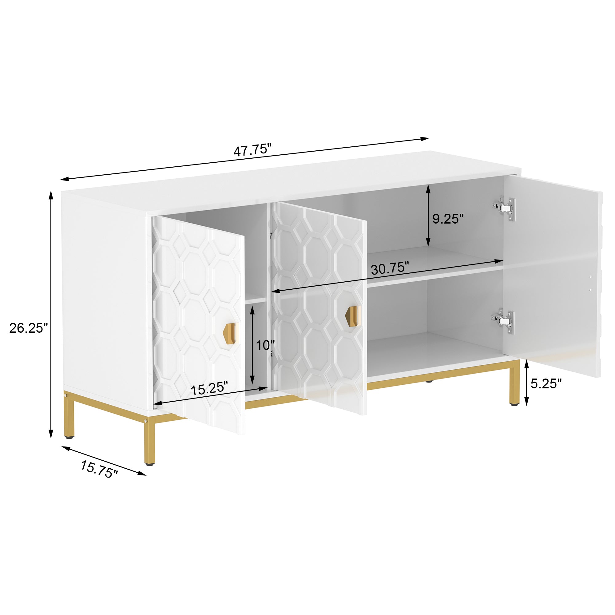 Modern Accent Cabinet, 2 Door Storage Cabinet Wood with Adjustable Shelf, Vintage Wooden Cabinet for Living Room Hallway Home Office