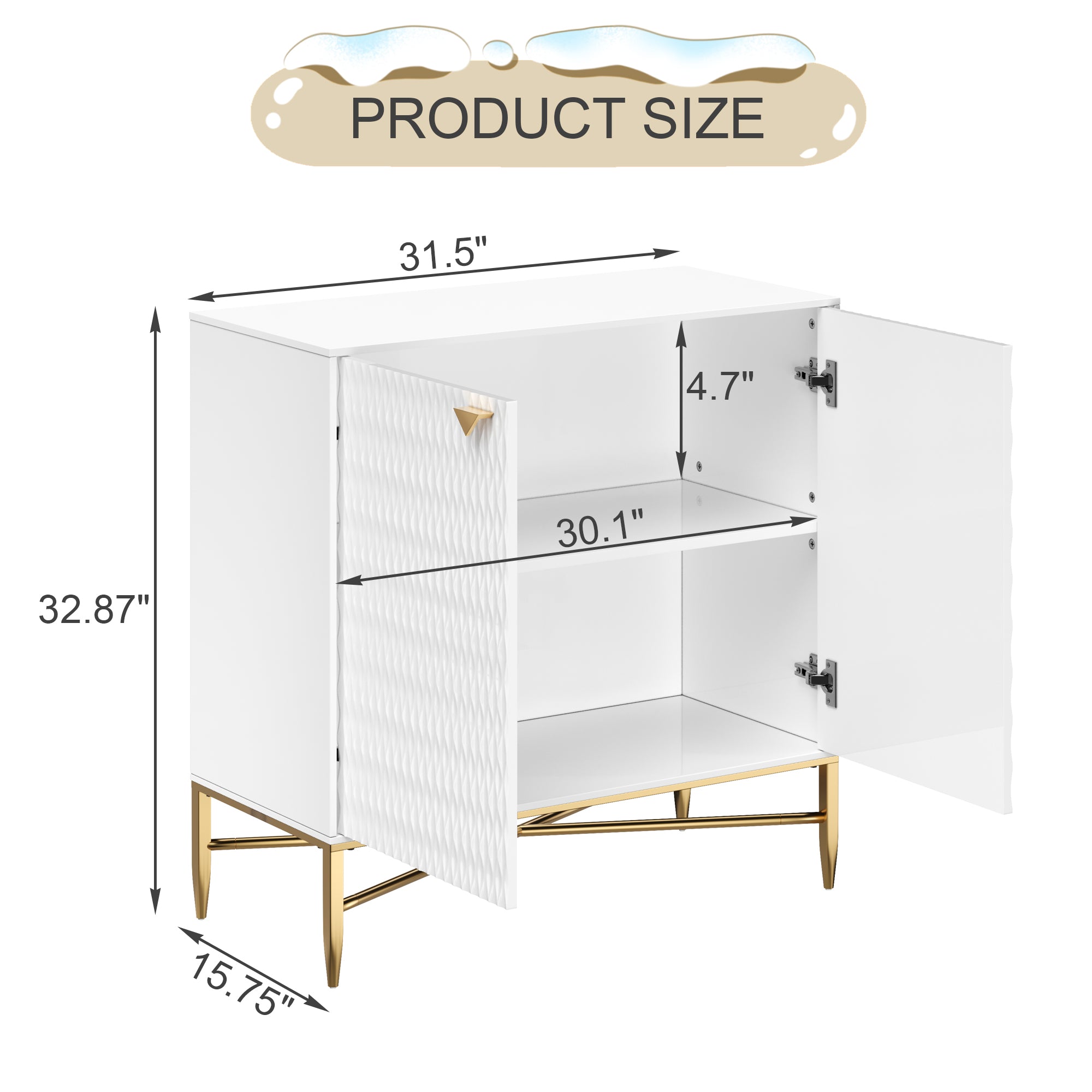 32.8 in. H 2 Door White Locker Accent Storage Cabinet with X-Shaped Hardware Stand