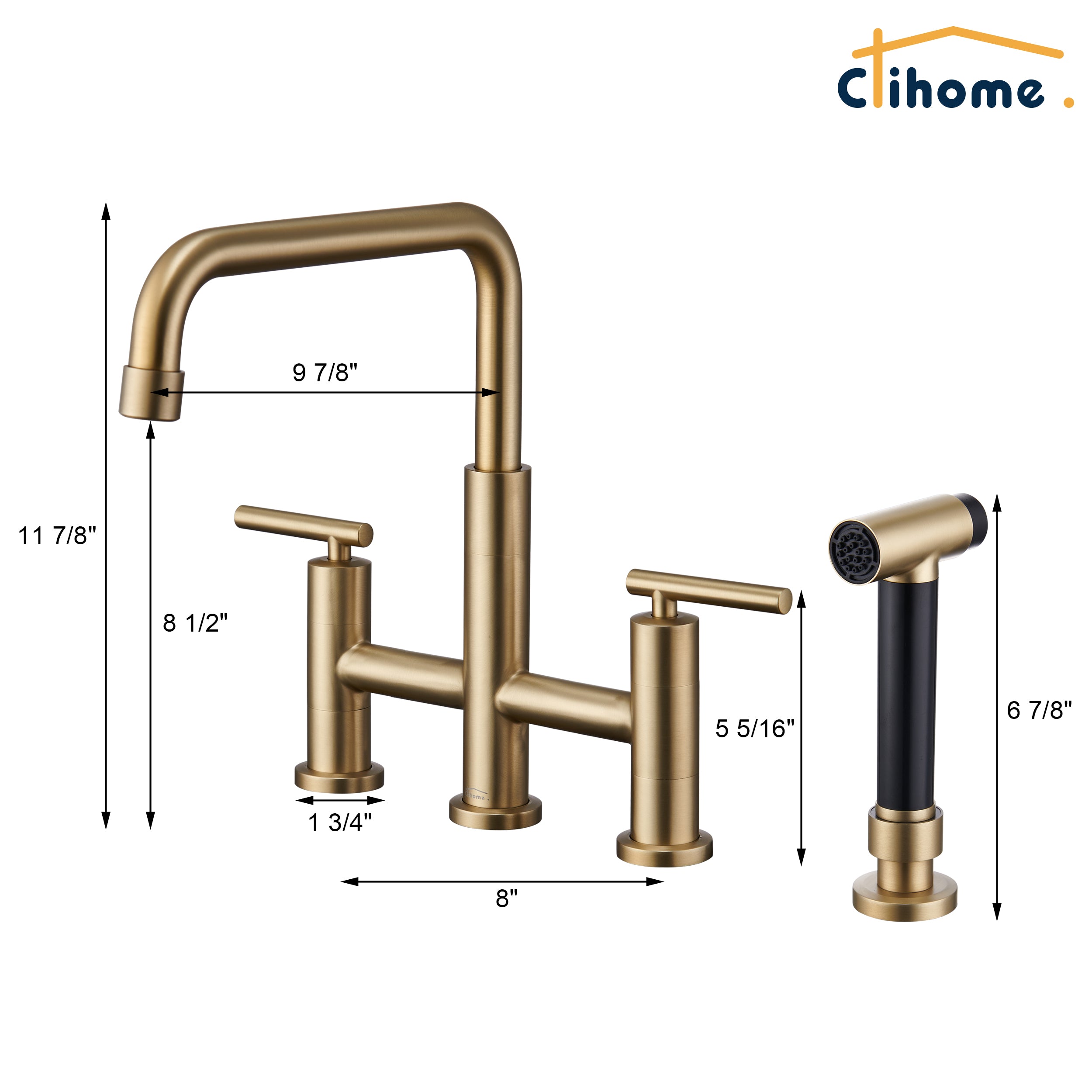 Double Handle Kitchen Faucet with Side Spray