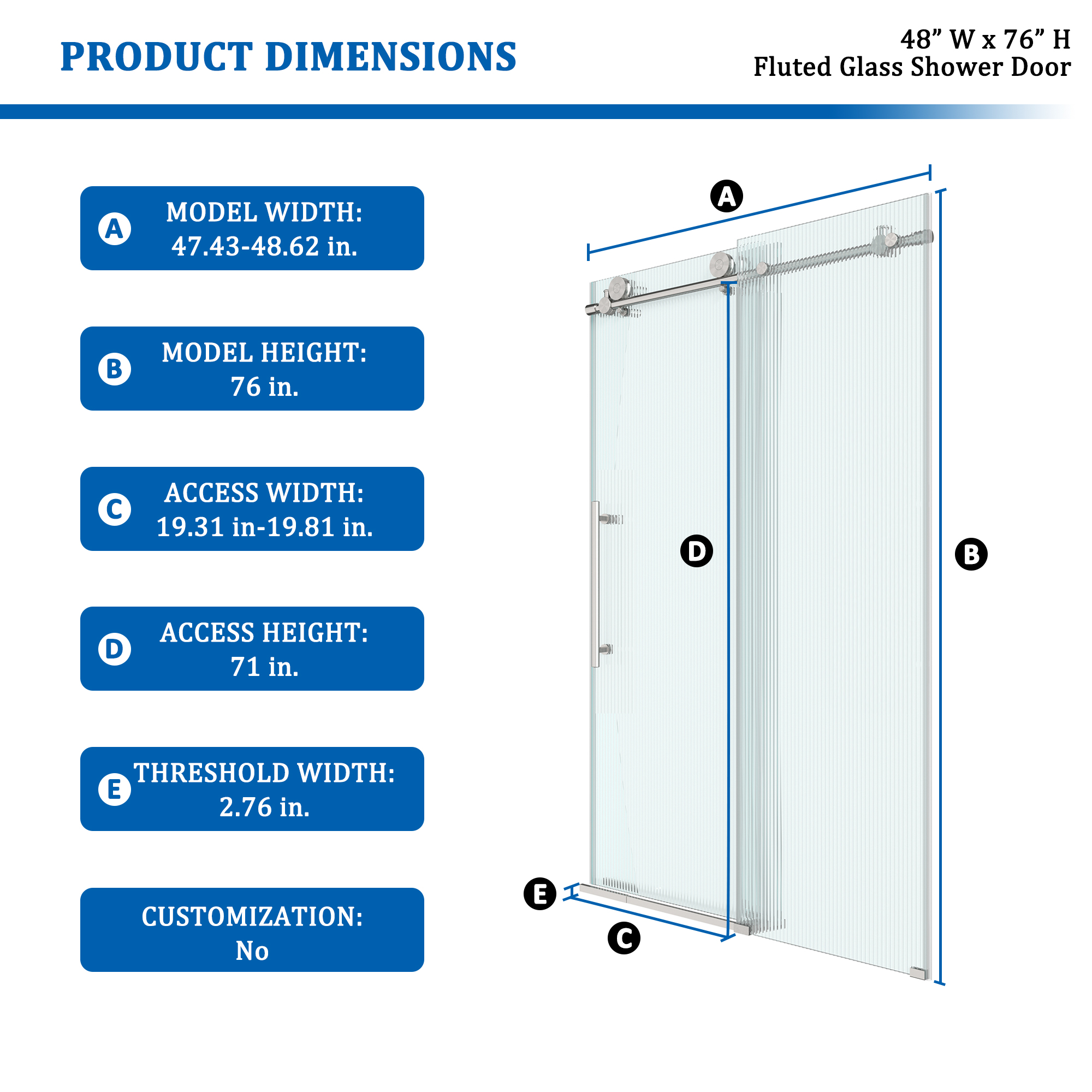 Double sliding frameless shower door with 10mm grooved tempered glass