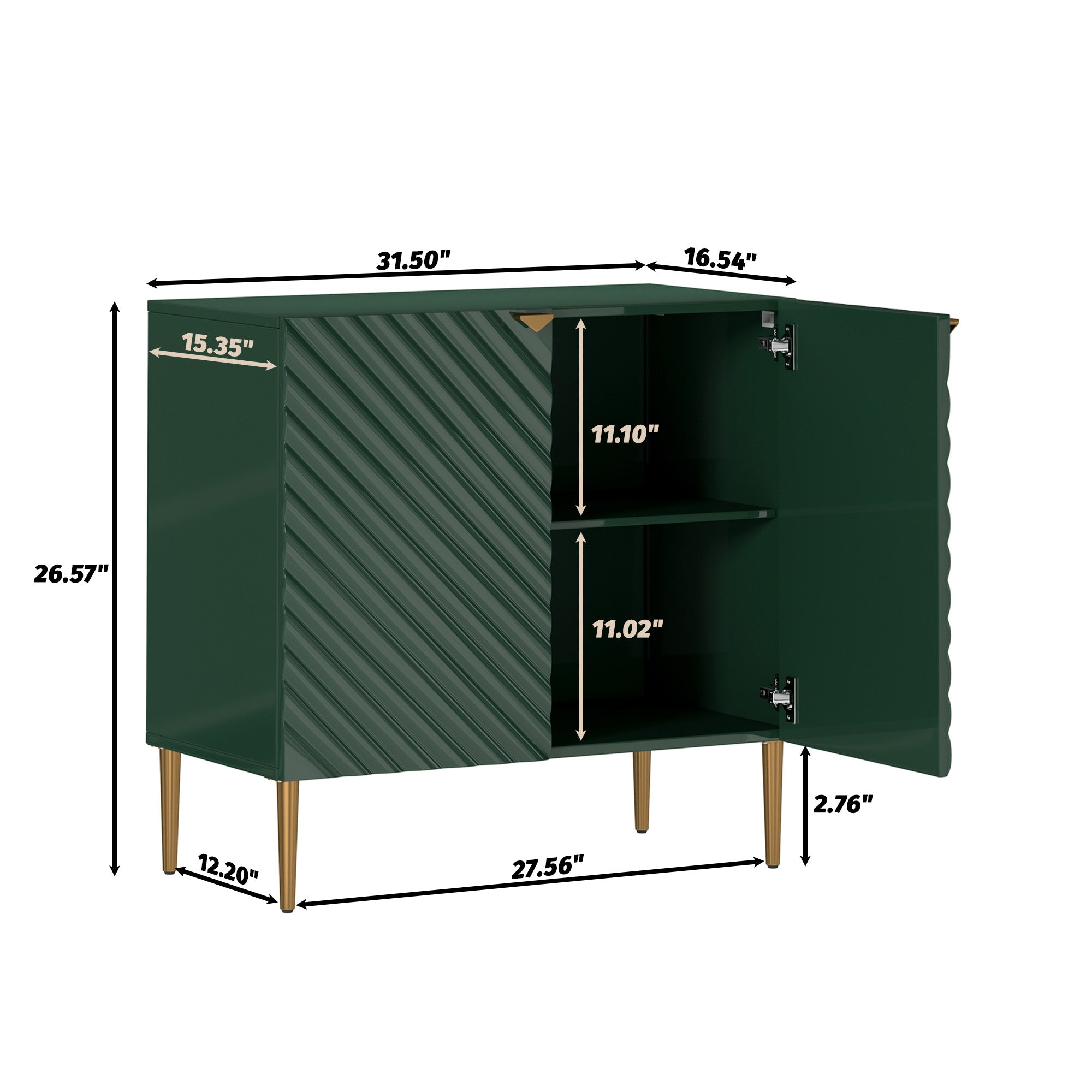 Boyel Living 2-Door White Locker Accent Storage Cabinet with Tapered Support Legs