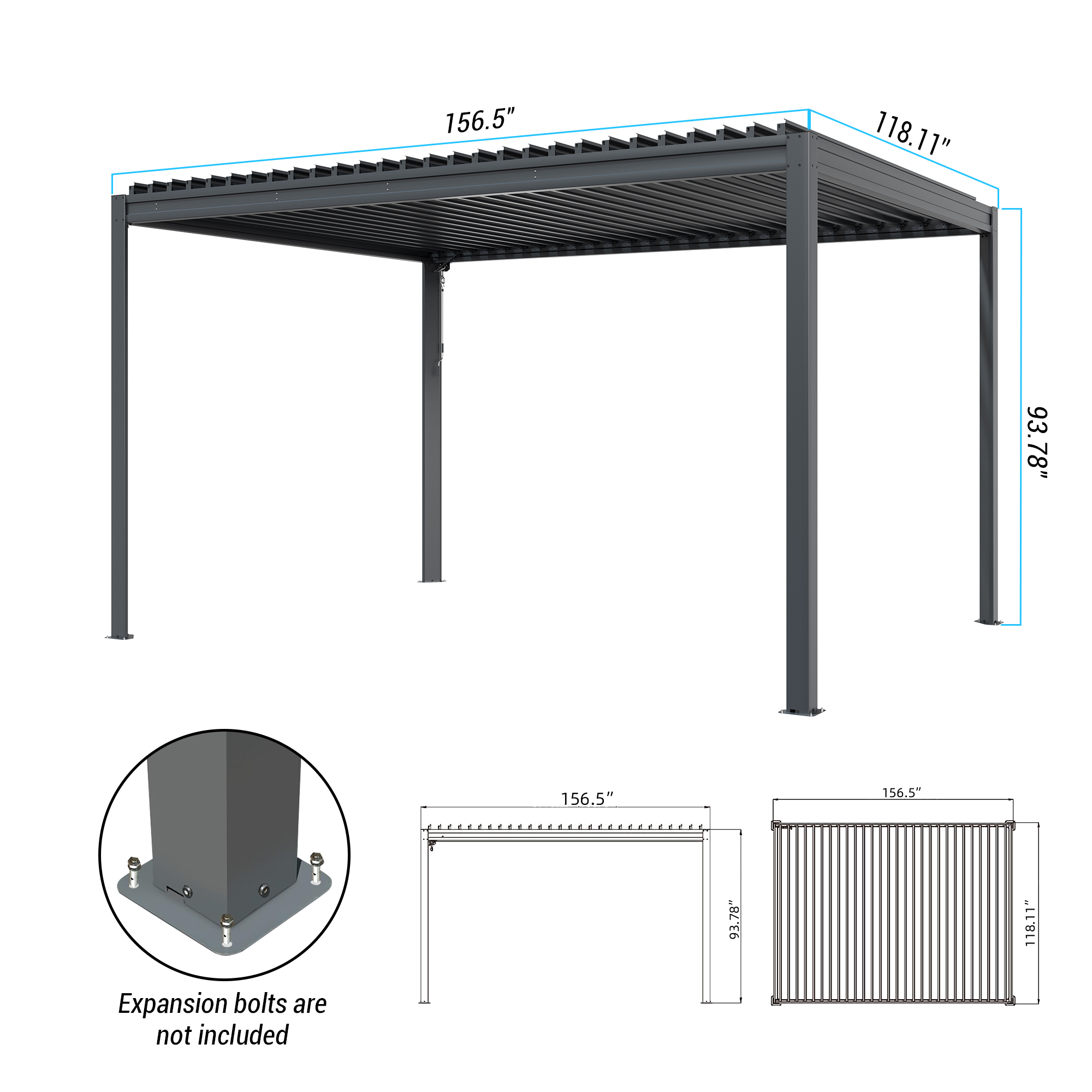 Louvered Pergola, Wood Grain Aluminum Pergola with Adjustable Roof, Wood Looking Aluminum Frame, Efficient Drainage System, Outdoor Pergola for Patio, Deck, Garden
