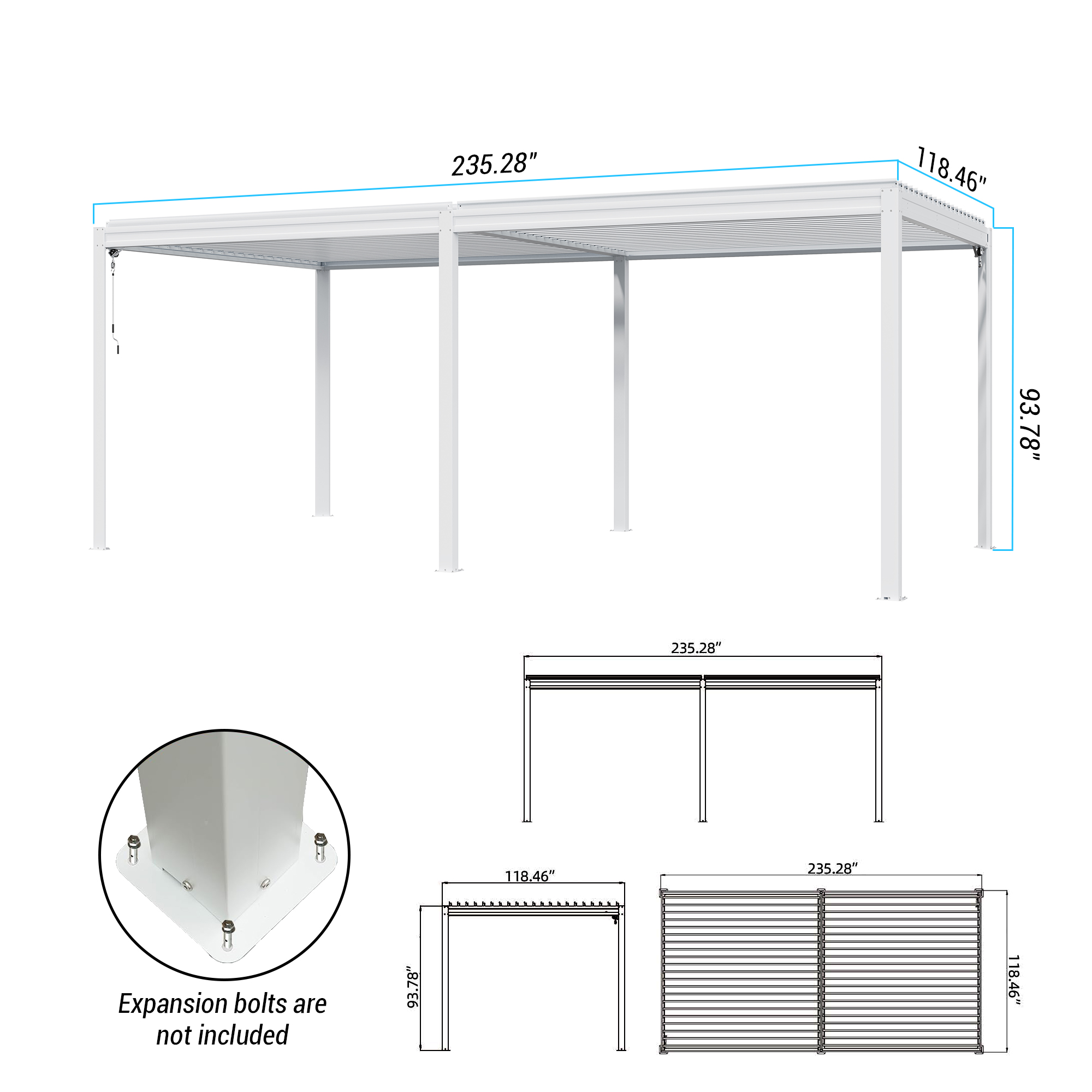 Louvered Pergola, Wood Grain Aluminum Pergola with Adjustable Roof, Wood Looking Aluminum Frame, Efficient Drainage System, Outdoor Pergola for Patio, Deck, Garden
