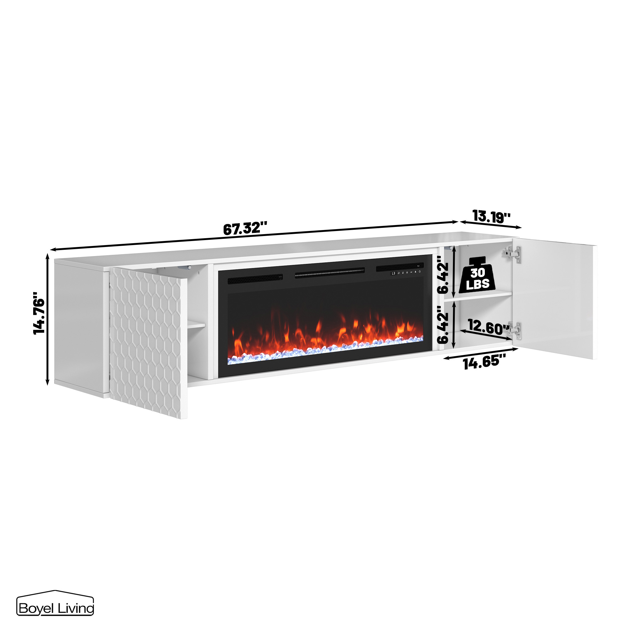 Floating TV Stand with 36" Electric Fireplace