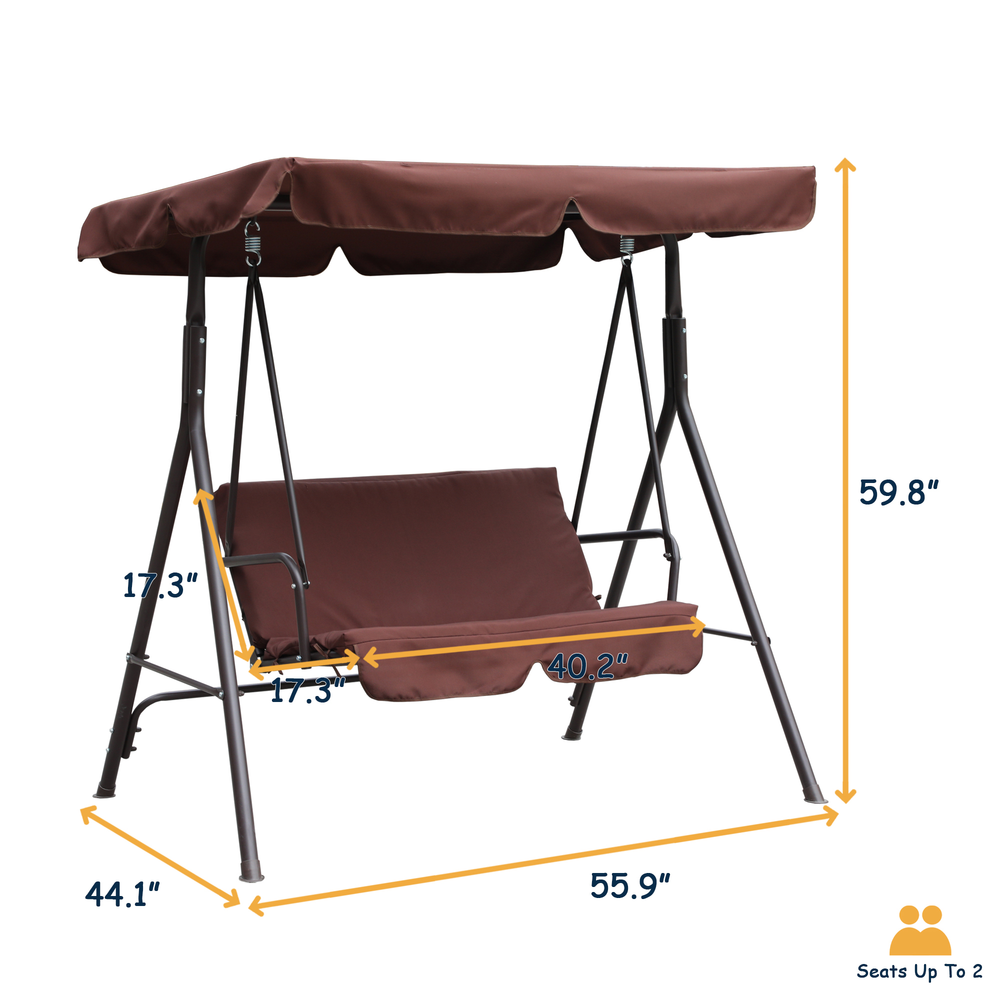 2-Person Patio Swing Chair Porch Swing with Cushion and Canopy